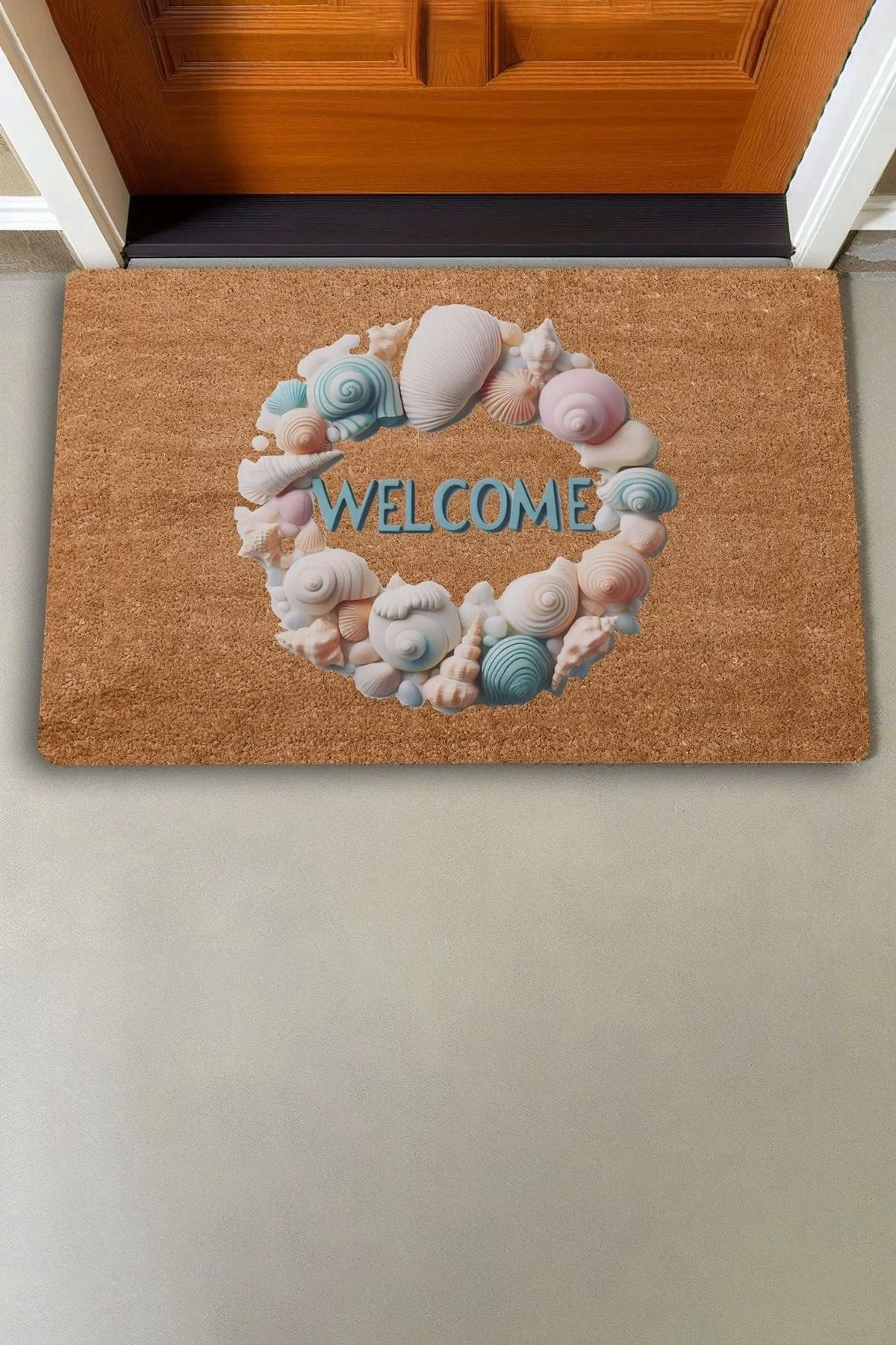 Valerine Life Deniz Kabuklu Welcome Kapı Önü Paspası 45x70cm