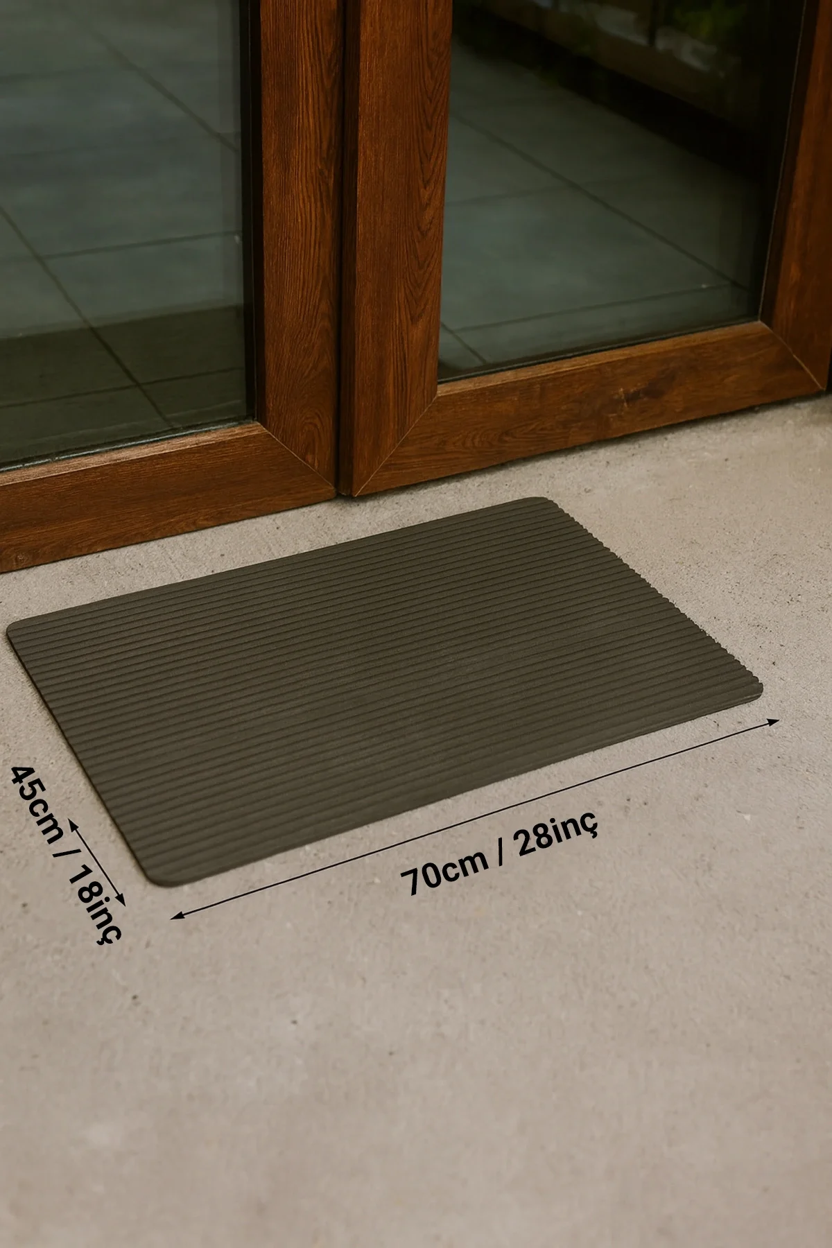 Valerine Life Derin Oluklu Ayakkabı Temizlik Çizgili Welcome Hoş Geldiniz Kapı Önü Paspası 45x70cm