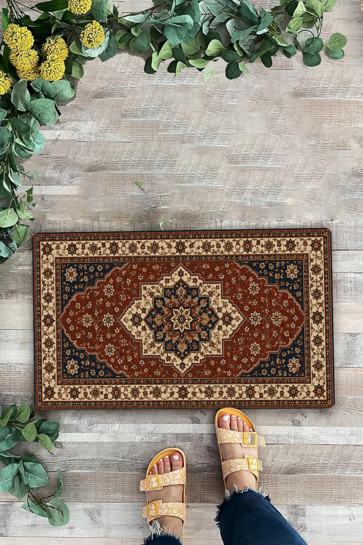 Valerine Life Kapı Önü Paspası 45x70cm Ev Ofis işyeri iç Dış Şahmeran Motifi Dijital Baskılı Kaymaz