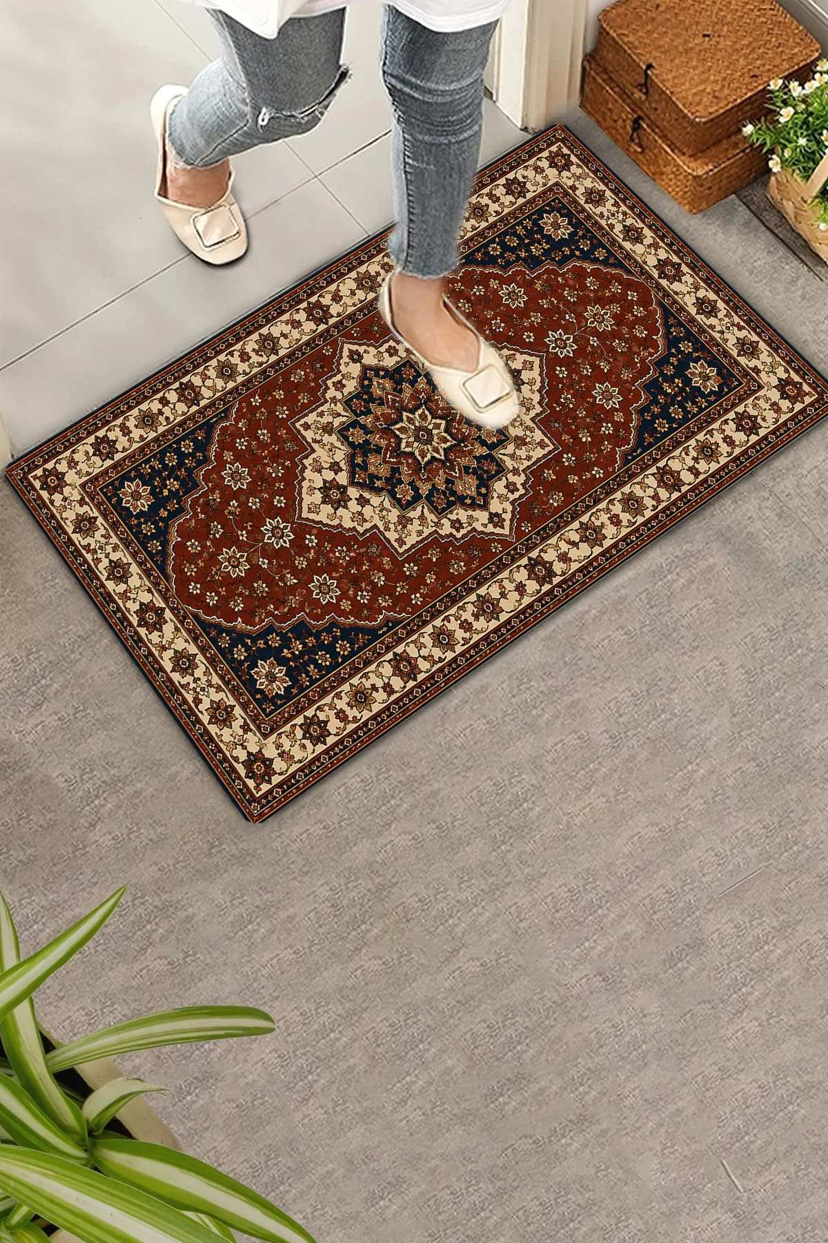 Valerine Life Kapı Önü Paspası 45x70cm Ev Ofis işyeri iç Dış Şahmeran Motifi Dijital Baskılı Kaymaz