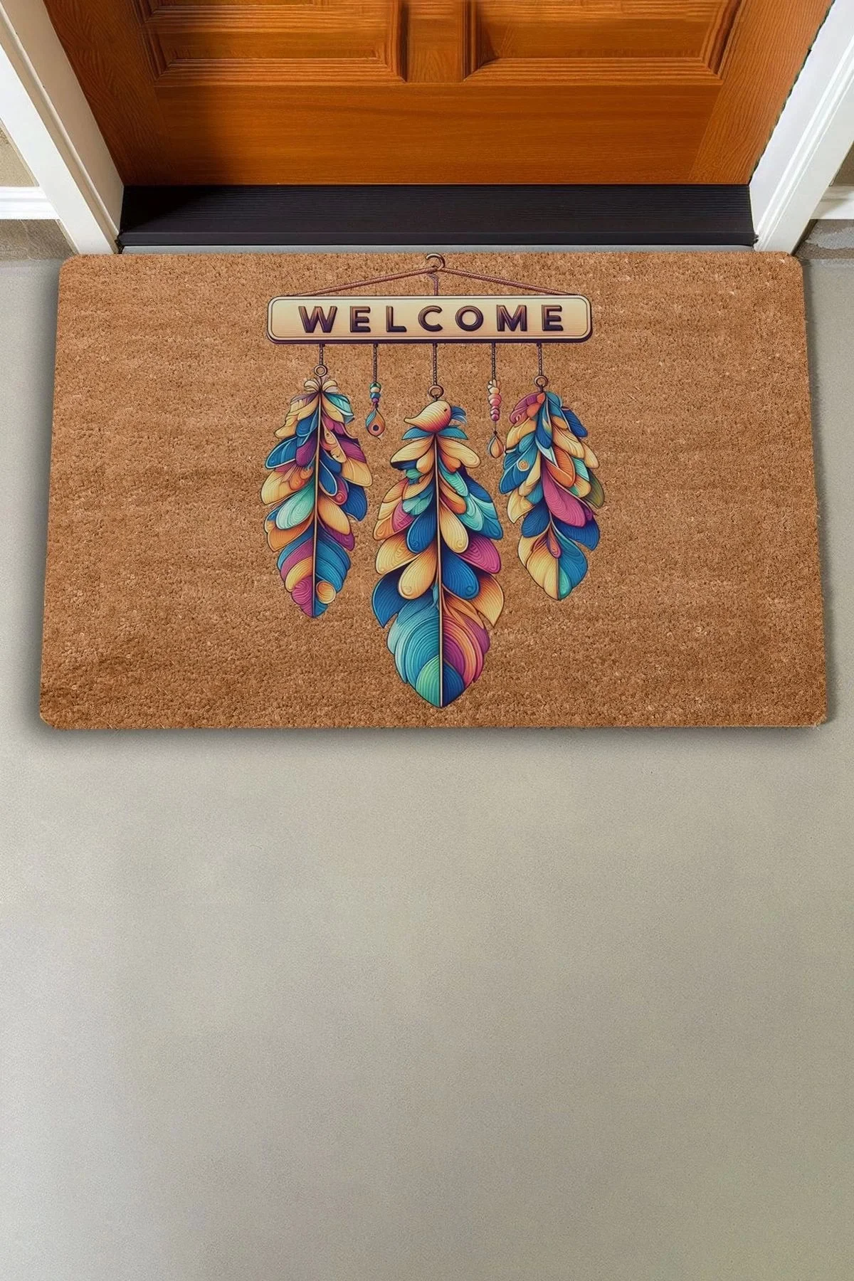 Valerine Life Düş Kapanı Kuş Tüyleri Welcome Kapı Önü Paspası 45x70cm
