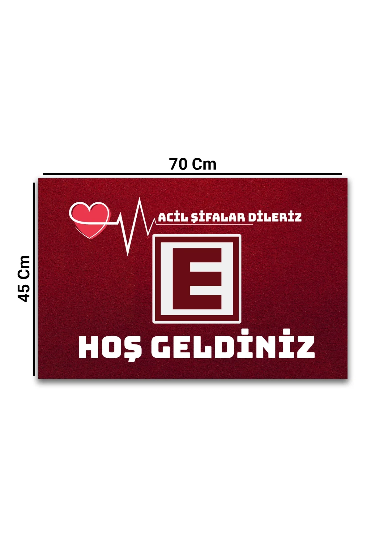 Valerine Life Eczane Logolu Kırmızı Acil Şifalar Dileriz Hoş Geldiniz İş Yeri Kapı Önü Paspası 45x70cm