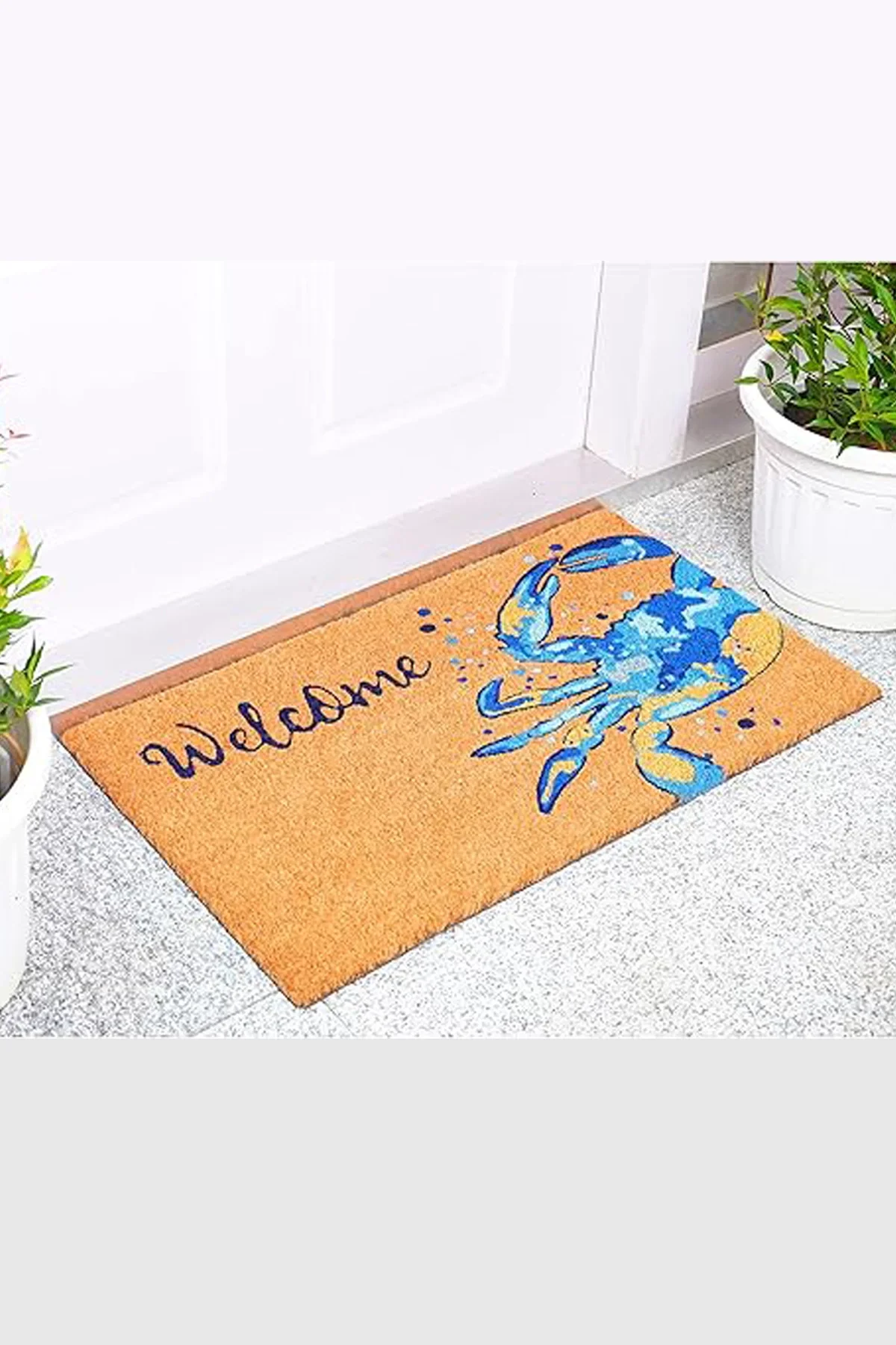Valerine Life Mavi Yengeç Desenli Welcome Hoş Geldiniz Kapı Önü Paspası 45x70cm