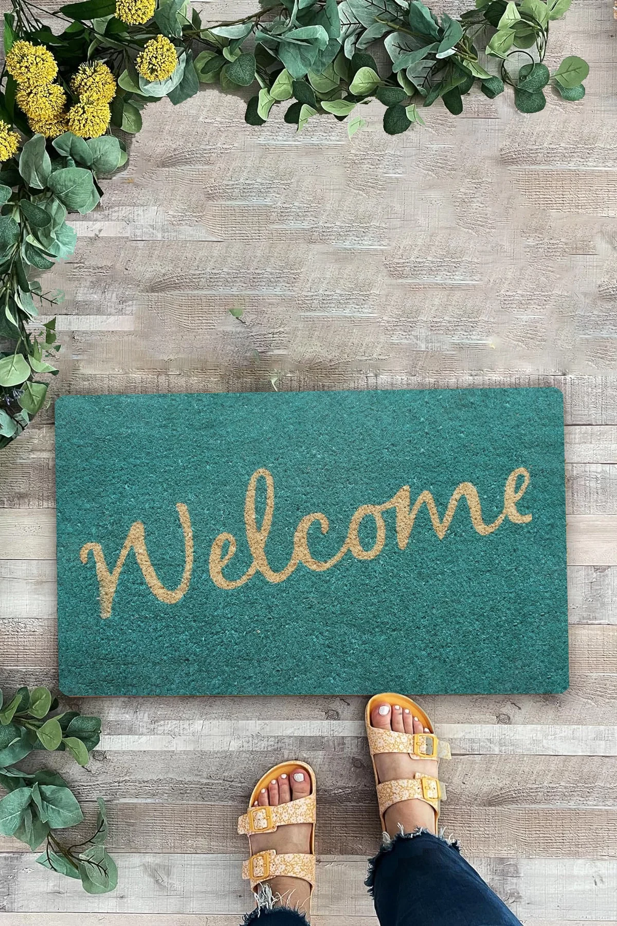 Valerine Life Turkuaz Renkli Welcome Hoş Geldiniz Kapı Önü Paspası 45x70cm