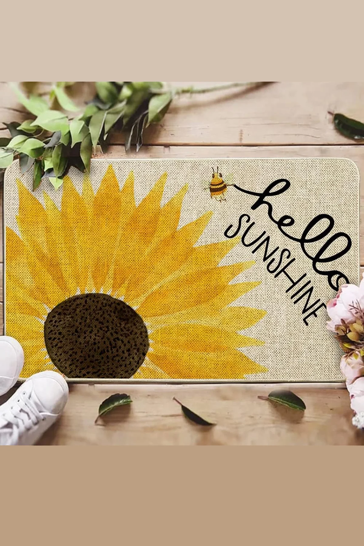 Valerine Life Günebakan Ay Çiçeği Merhaba Yaz Temalı Welcome Hoş Geldiniz Kapı Önü Paspası 45x70cm