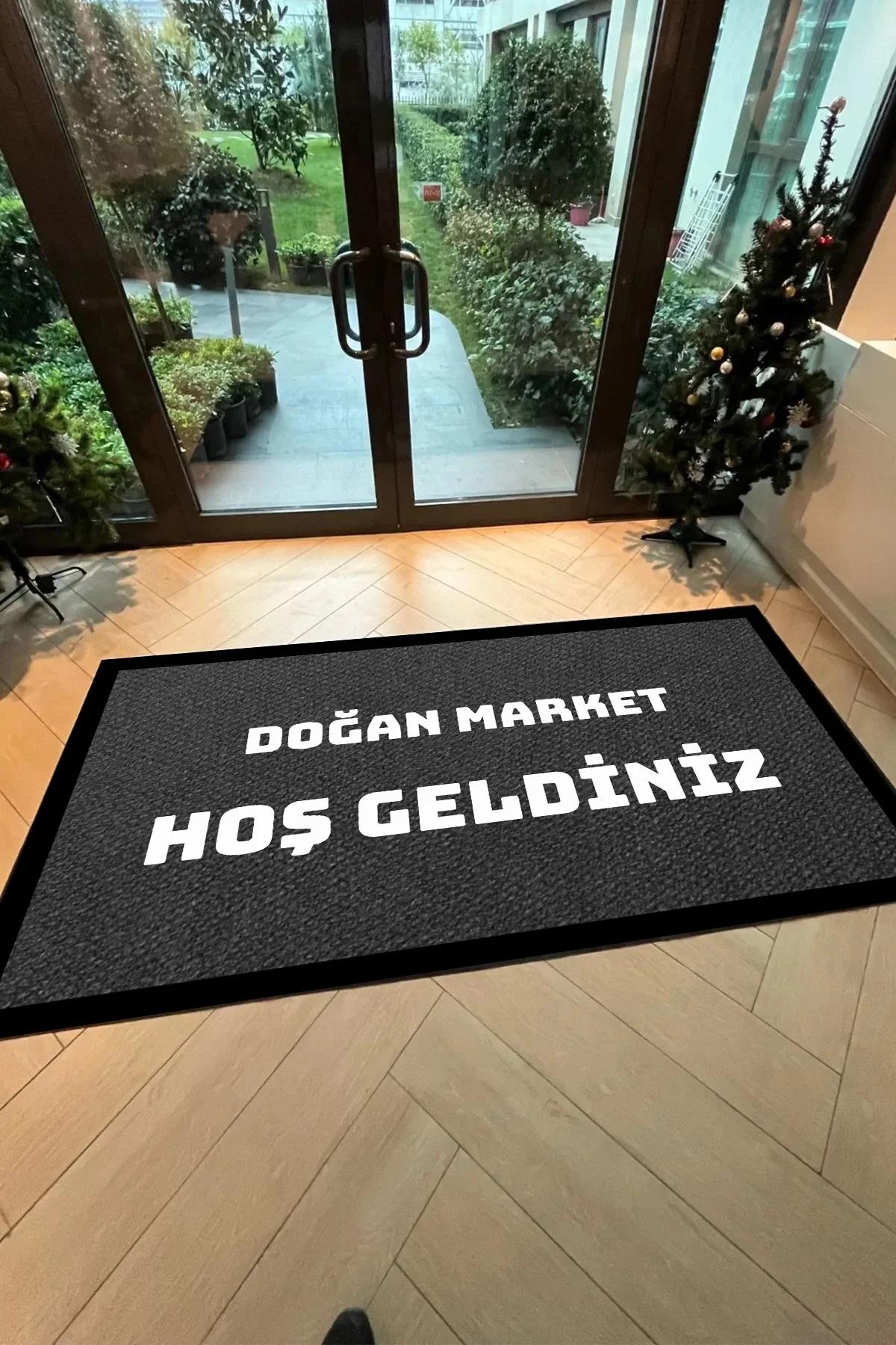 Valerine Life isme Kişiye Firmaya Özel Gri Dijital Baskılı Hoş Geldiniz Dükkan Önü İşyeri Kapı Önü Paspası 50x90cm