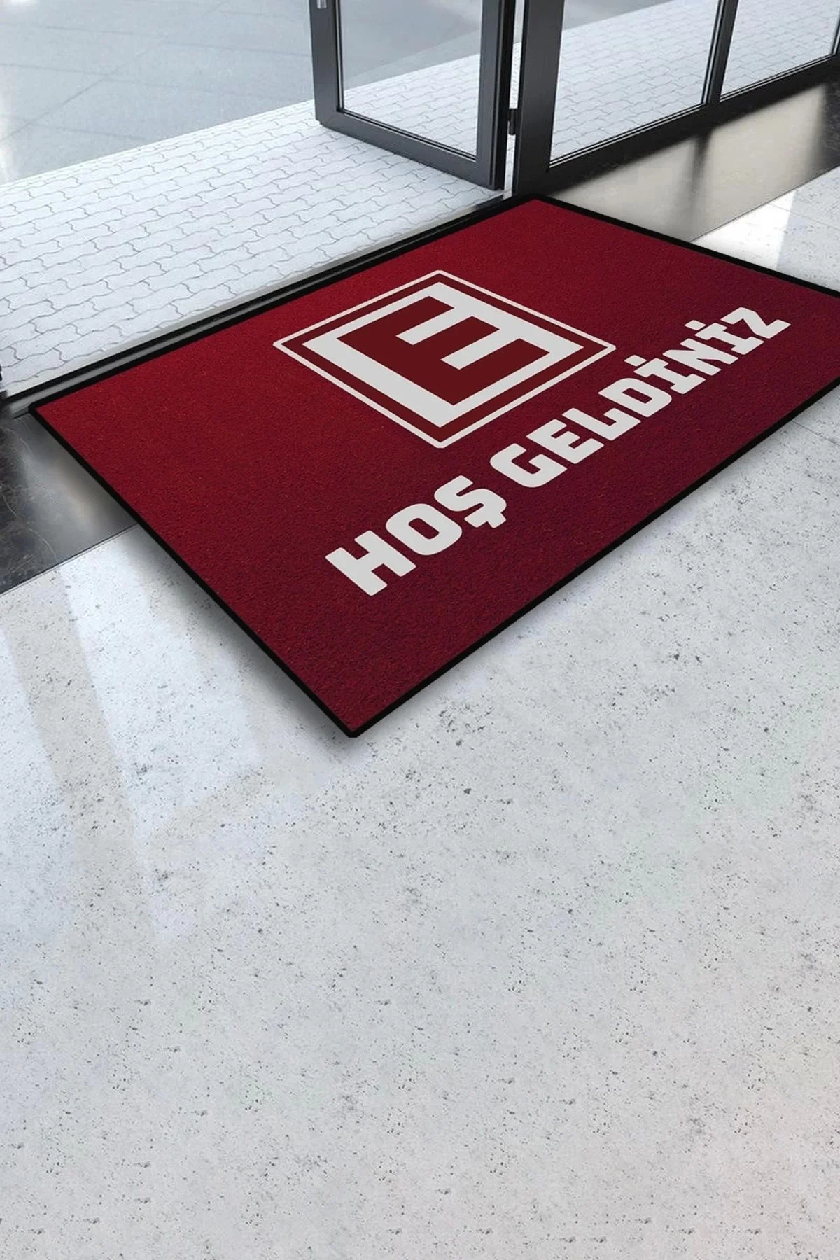 Valerine Life Eczane Logolu Kırmızı Hoş Geldiniz Welcome Kaymaz İş Yeri Kapı Önü Paspası 45x70cm