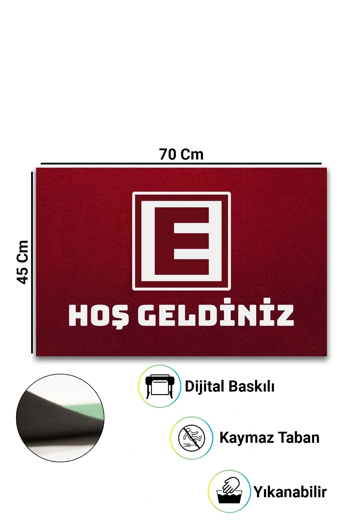 Valerine Life Eczane Logolu Kırmızı Hoş Geldiniz Welcome Kaymaz İş Yeri Kapı Önü Paspası 45x70cm