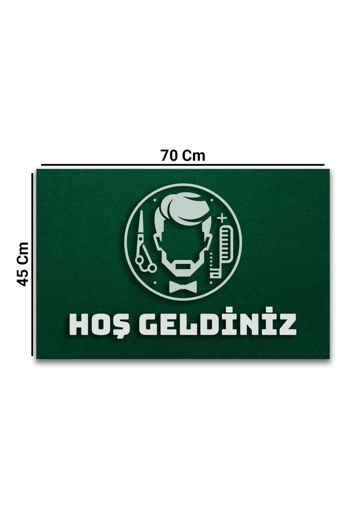 Valerine Life Erkek Kuaförü Yeşil Renk Berber Hoş Geldiniz Kapı Önü Paspası 45x70cm