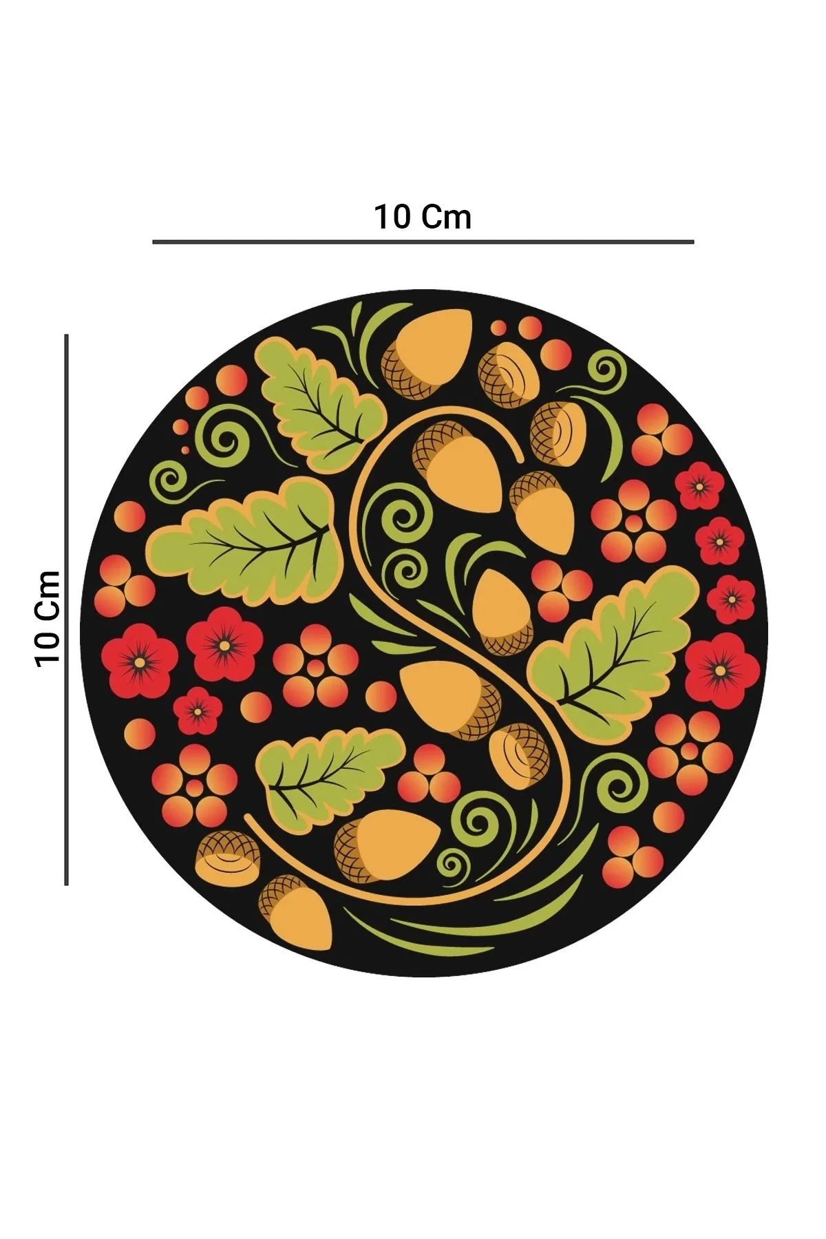 Valerine Life Fındık Desenli Yıkanabilir Kaydırmaz Ofis Çay ve Fincan Bardak Altlığı 10x10cm 6 Adet