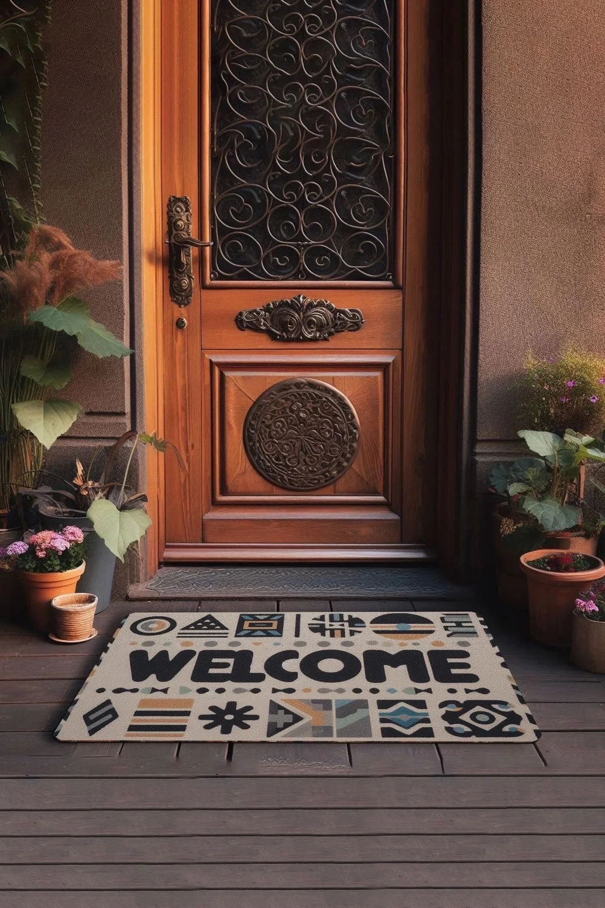 Valerine Life Geometrik Bohem Temalı Welcome Kapı Önü Paspası 45x70cm