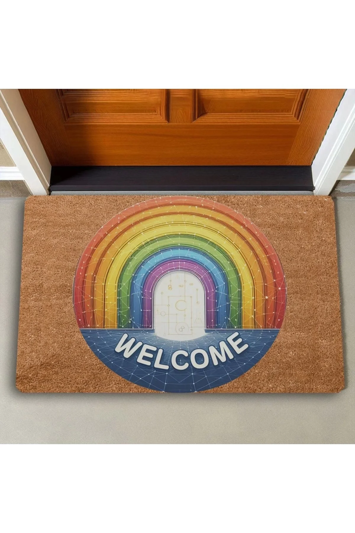 Valerine Life Gökkuşağı Kapısı Welcome Kapı Önü Paspası 45x70cm