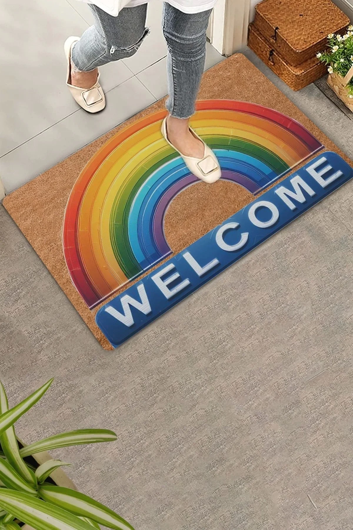 Valerine Life Gökkuşağı Welcome Kapı Önü Paspası 45x70cm