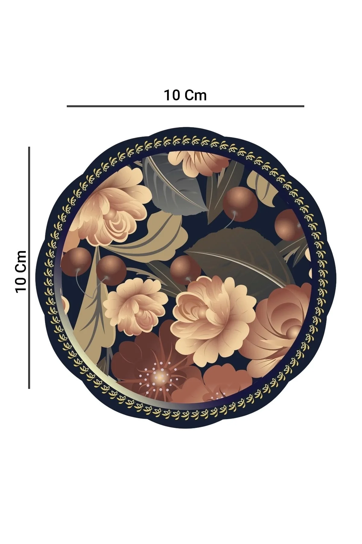 Valerine Life Gül ve Kiraz Desenli Yıkanabilir Kaydırmaz Ofis Çay ve Fincan Bardak Altlığı 10x10cm 6 Adet