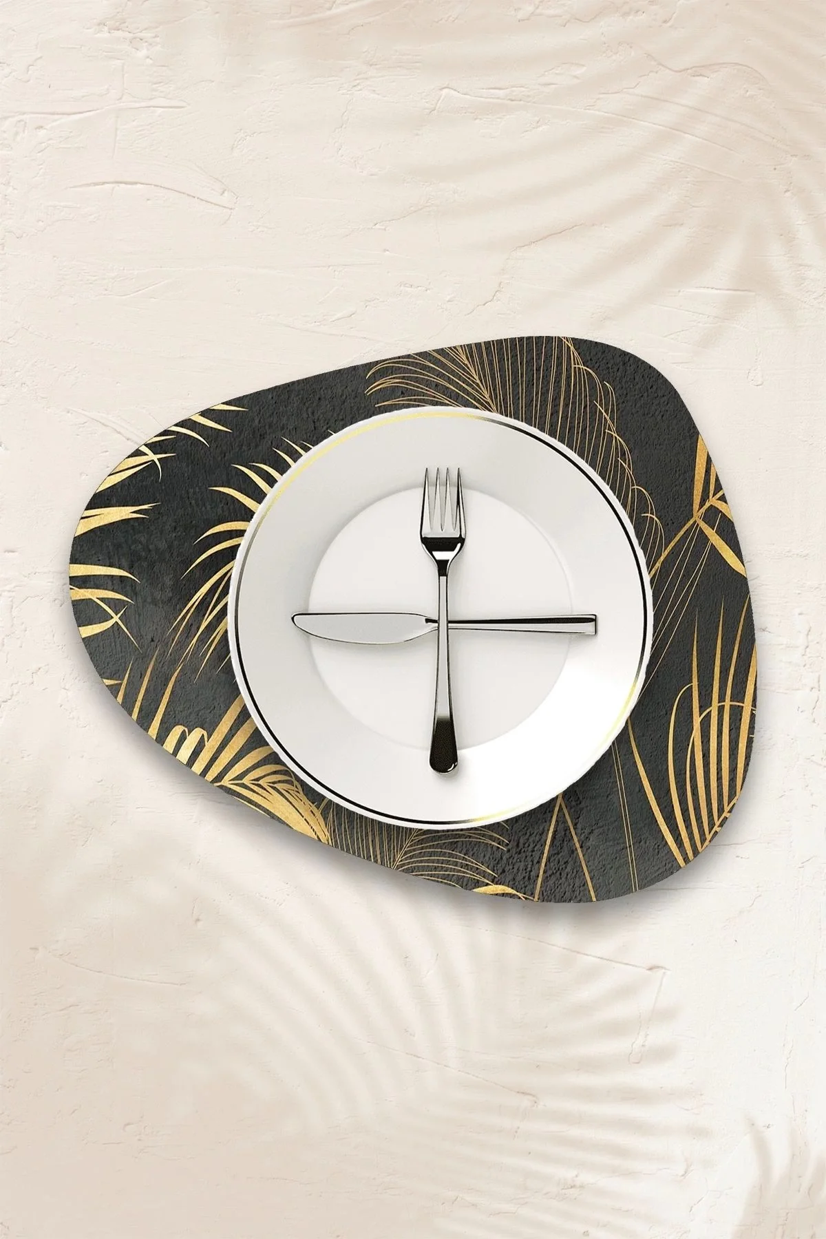 Valerine Life Hindistan Cevizi Yaprağı Amerikan Deri Kaymaz Yıkanabilir Servis Tabak Altlığı 12 Parça 6 Kişilik