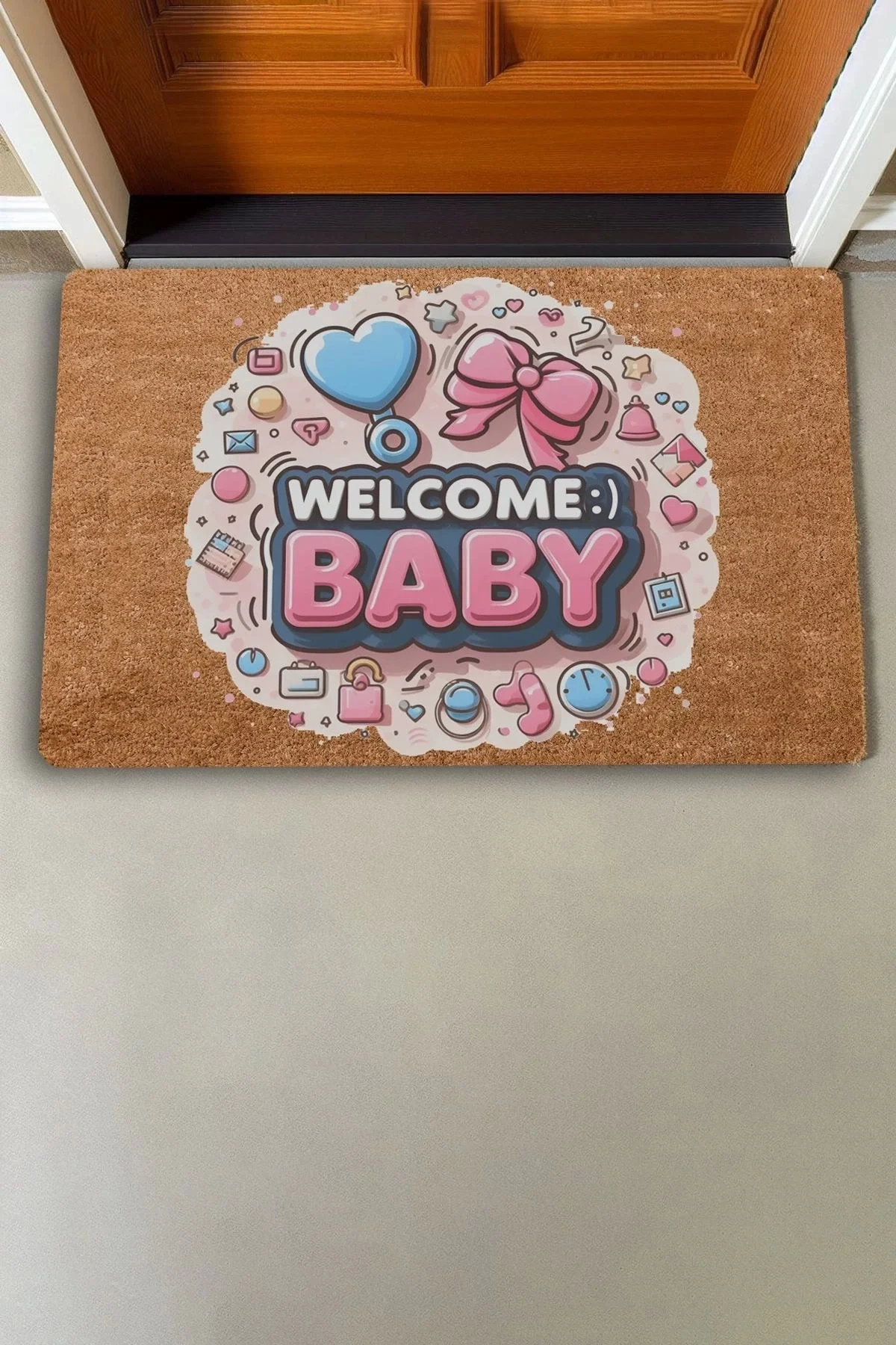 Valerine Life Hoş Geldin Bebek Welcome Yeni Doğan Kapı Önü Paspası 45x70cm