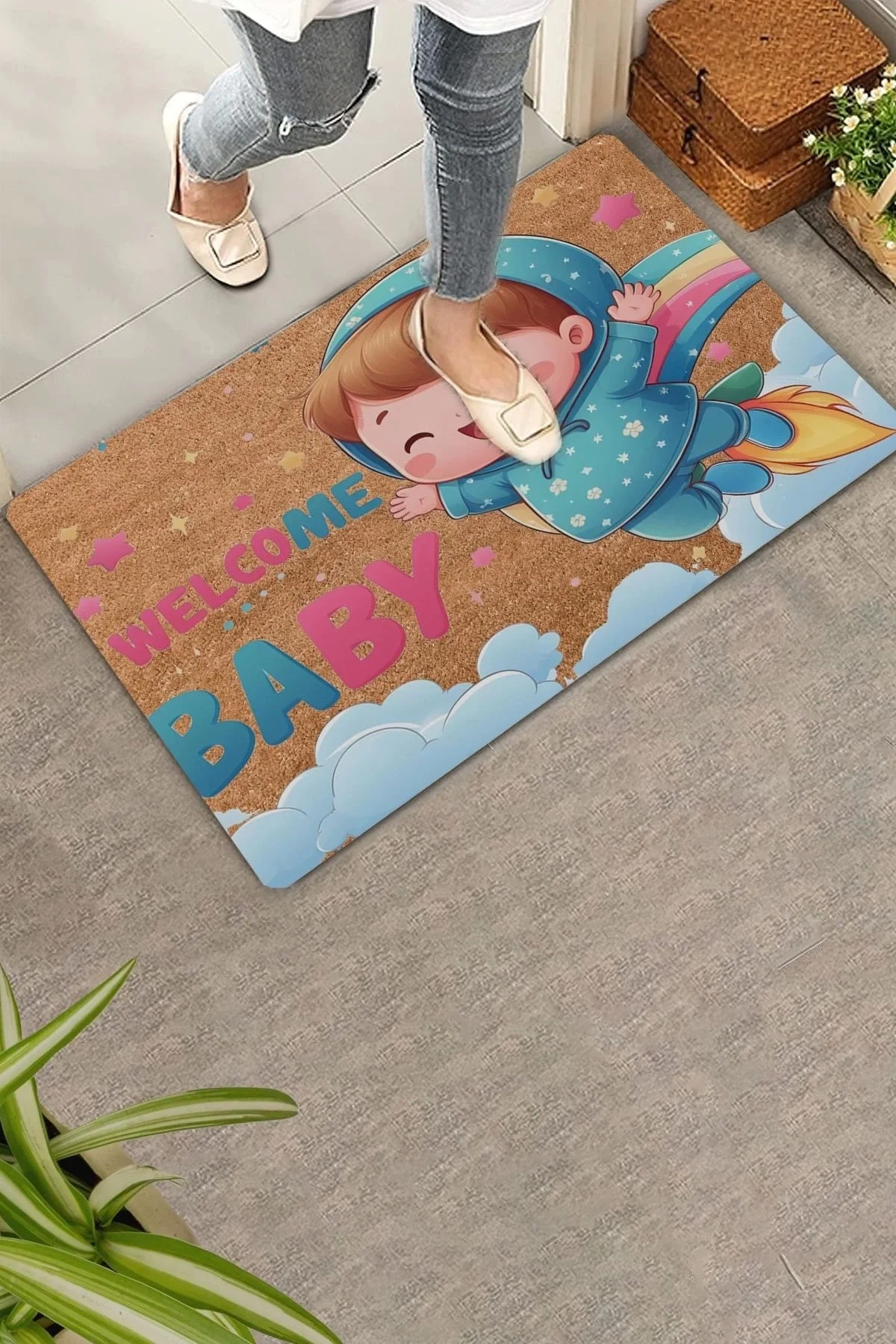 Valerine Life Hoş Geldin Bebiş Welcome Kapı Önü Paspası 45x70cm