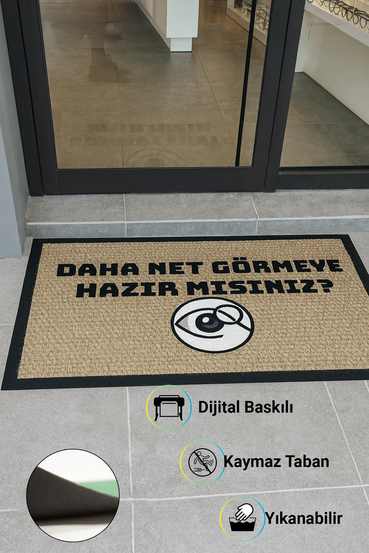 Valerine Life isme Kişiye Firmaya Özel Dijital Baskılı Hoş Geldiniz Dükkan Önü İşyeri Kapı Önü Paspası 50x90cm