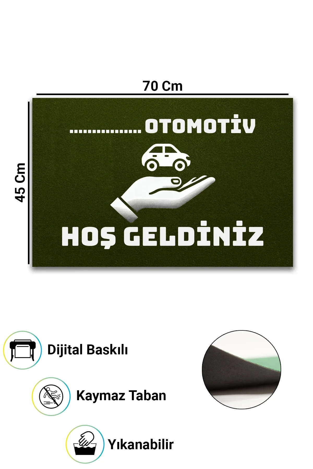 Valerine Life İsme Kişiye Firmaya Özel Galerici Otomotiv Oto Showroom Yeşil Hoş Geldiniz Kapı Önü Paspası 45x70cm