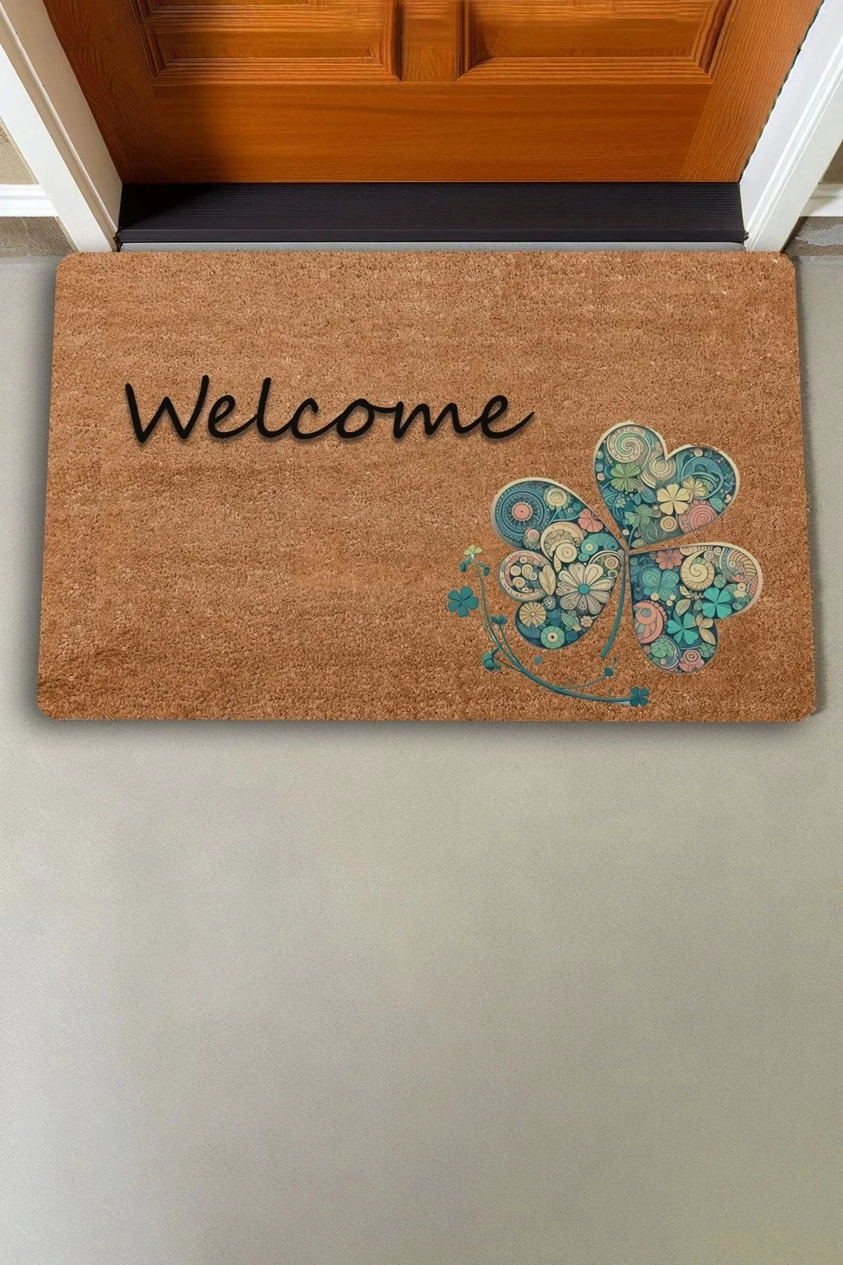 Valerine Life İyi Şans Yoncası Welcome Kapı Önü Paspası 45x70cm