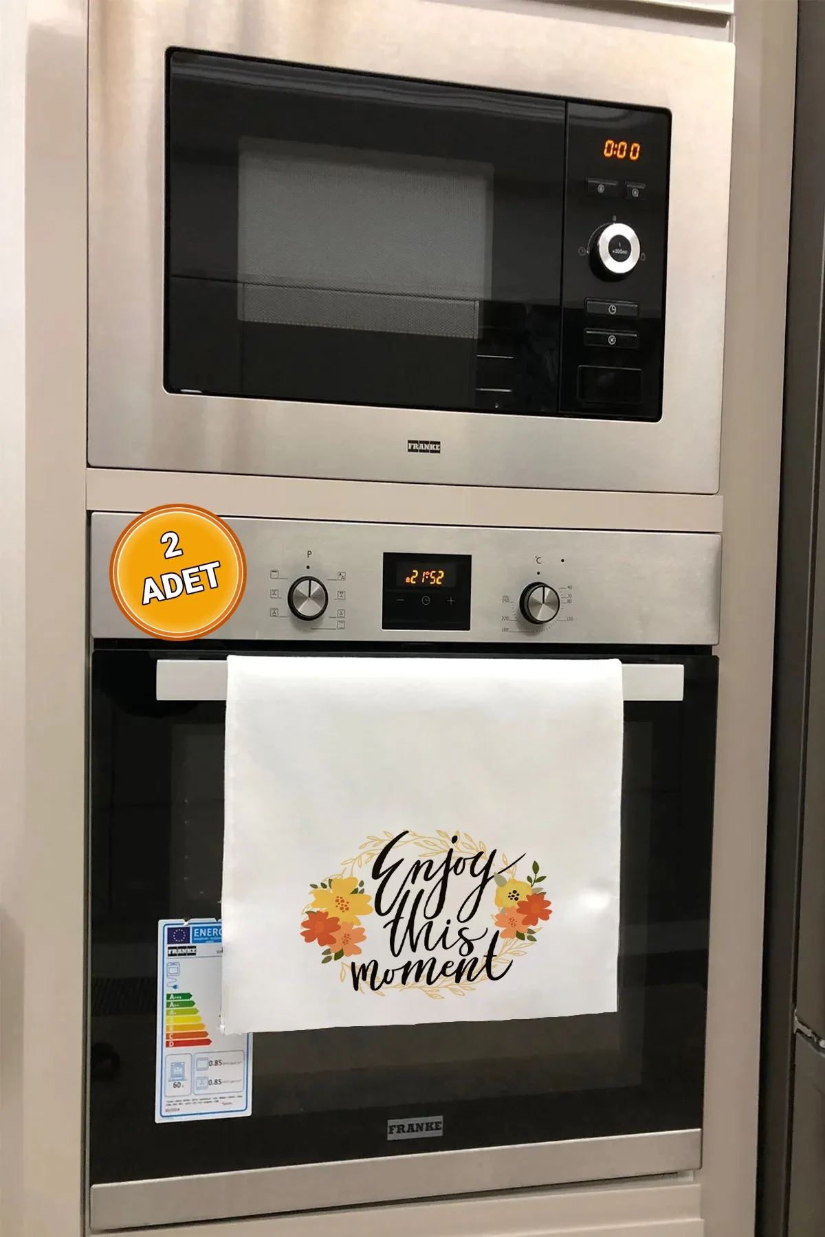 Valerine Life Bu Anın Tadını Çıkar Mutfak Kurulama Fırın Beyaz El Havlusu %100 Pamuklu 35x50cm 2 Adet