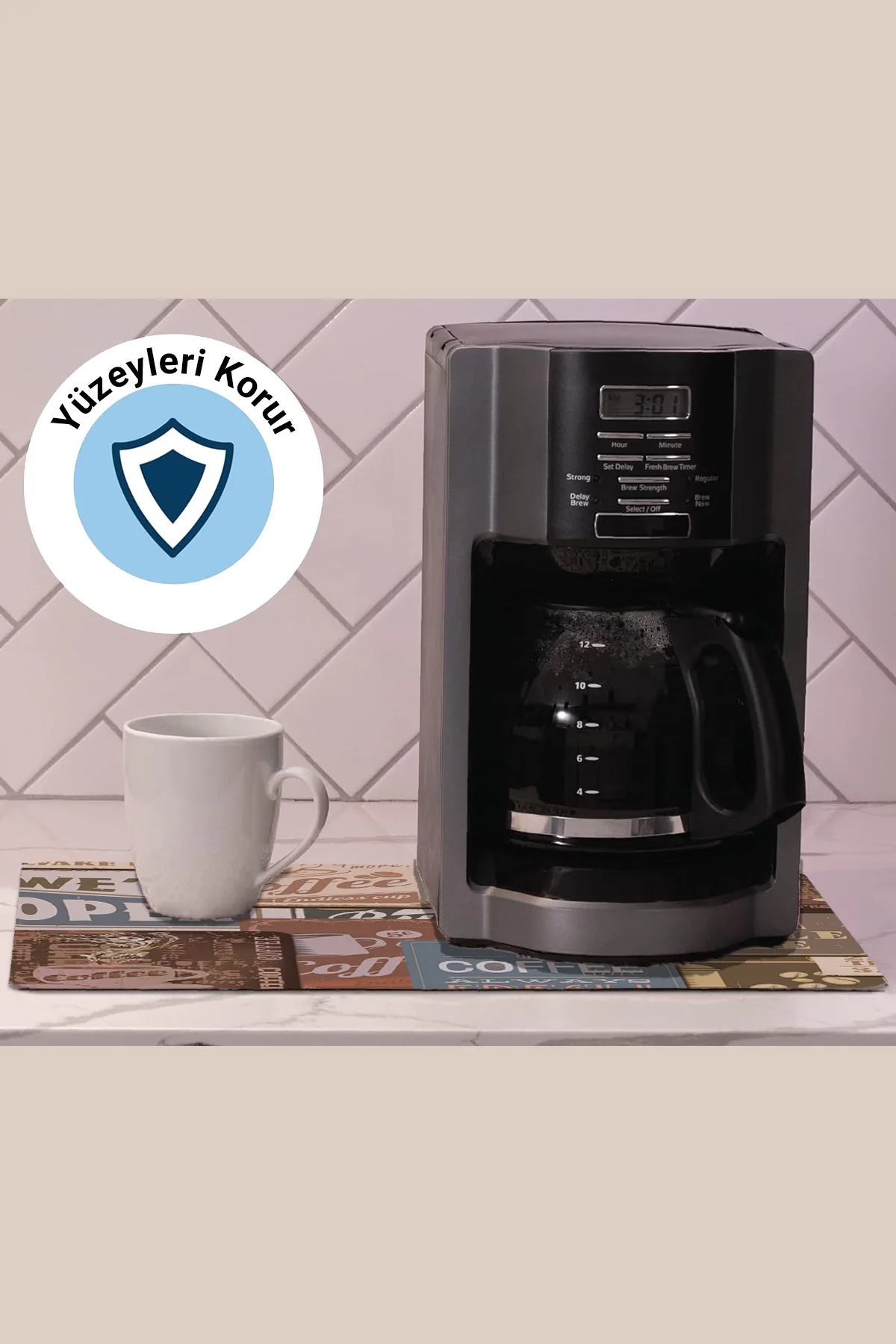 Valerine Life Kahve Makinesi Matı Sıvı Geçirmez Kaymaz Yıkanır Çaycı Çay Espresso Makinesi Pad 35x45cm 27KHD241227