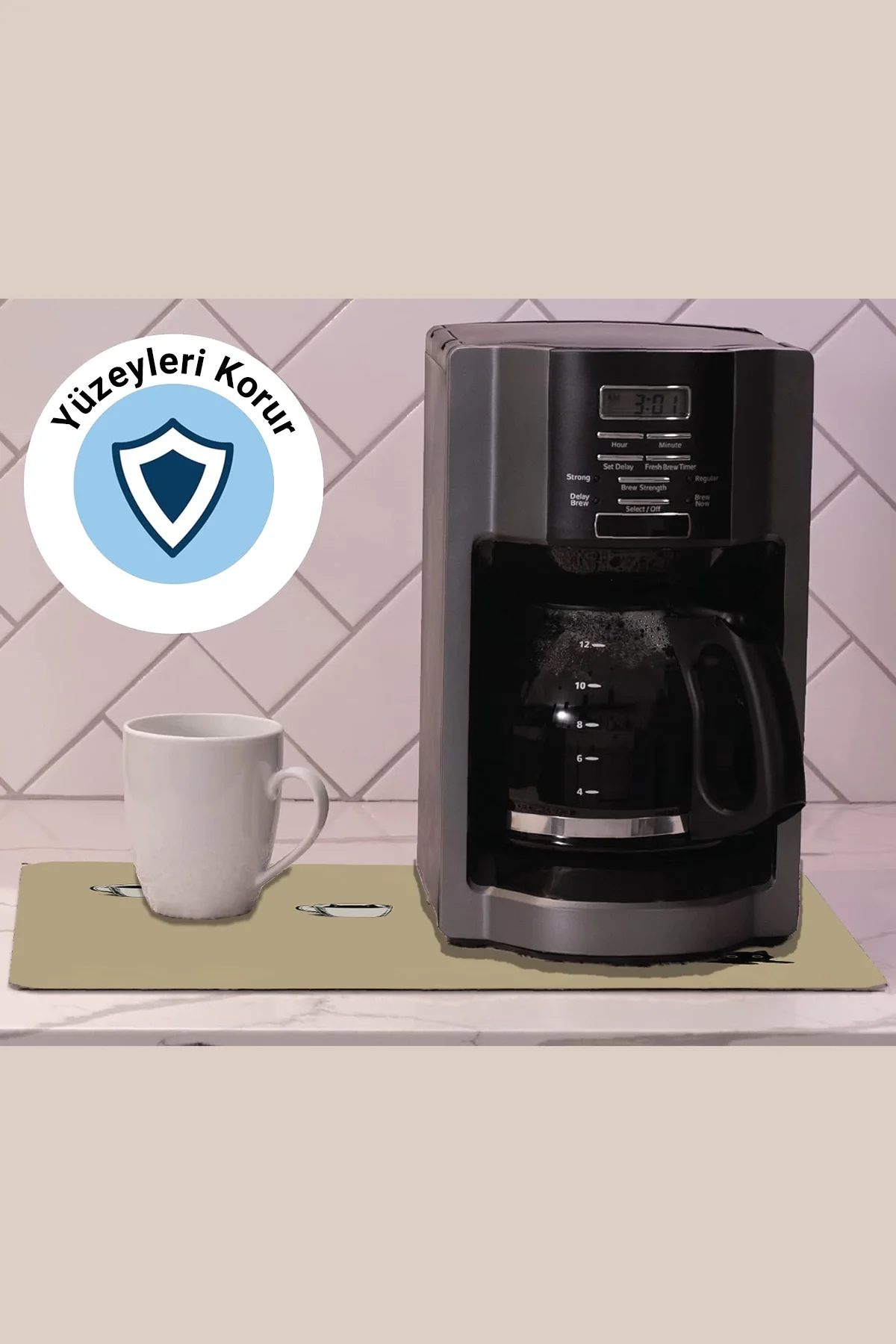 Valerine Life Kahve Makinesi Matı Sıvı Geçirmez Kaymaz Yıkanır Çaycı Çay Espresso Makinesi Pad 35x45cm 27KHD241228