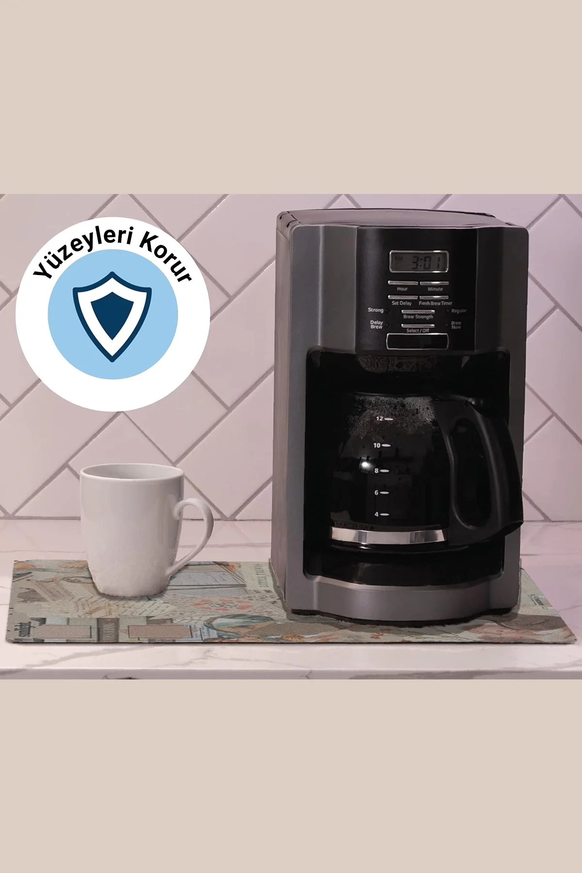 Valerine Life Kahve Makinesi Matı Sıvı Geçirmez Kaymaz Yıkanır Çaycı Çay Espresso Makinesi Pad 35x45cm 27KHD241229