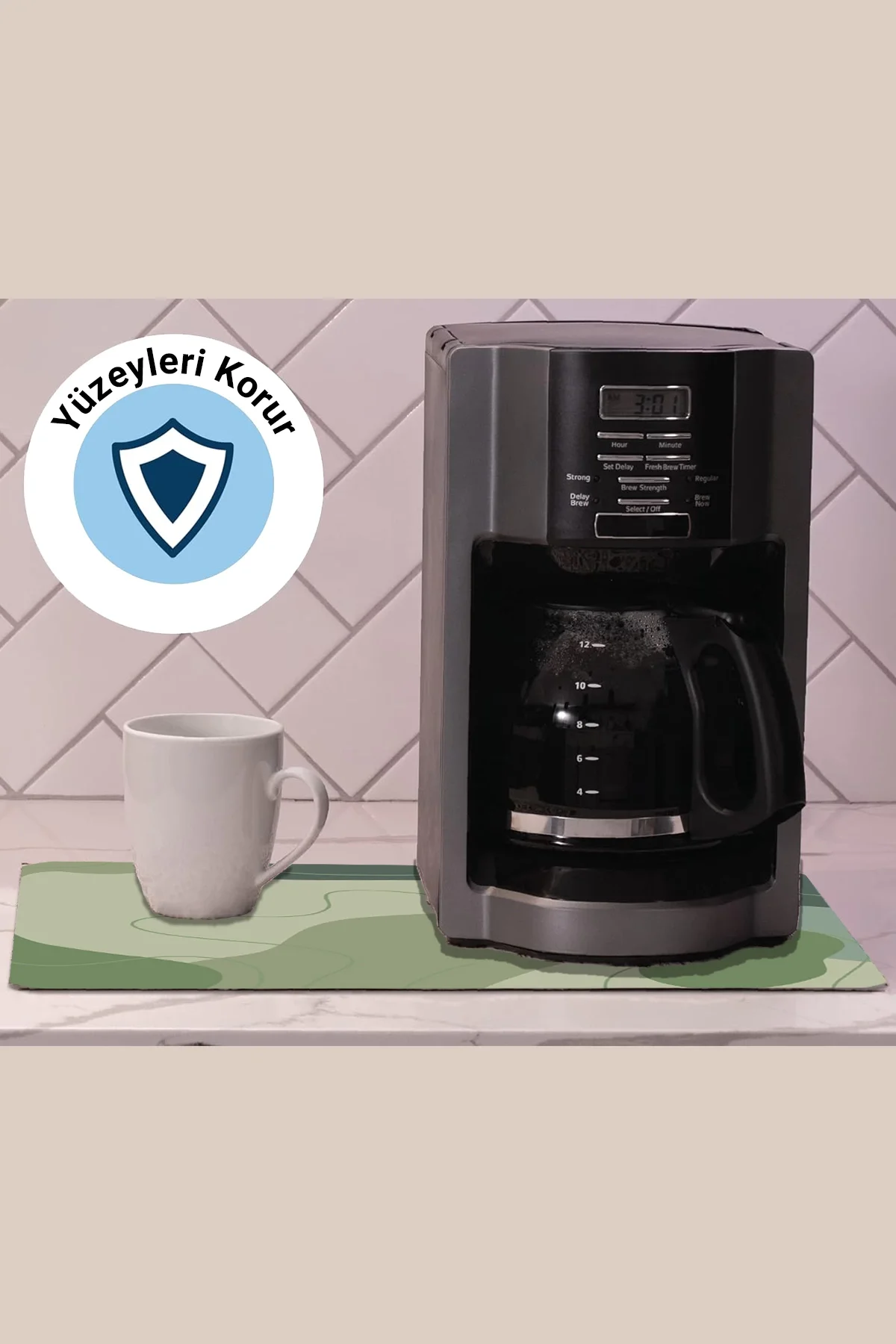 Valerine Life Kahve Makinesi Matı Sıvı Geçirmez Kaymaz Yıkanır Çaycı Çay Espresso Makinesi Pad 35x45cm 27KHD241230