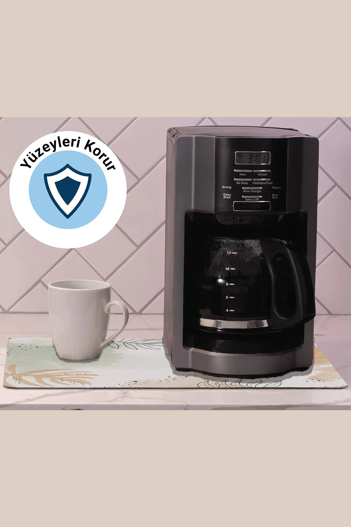 Valerine Life Kahve Makinesi Matı Sıvı Geçirmez Kaymaz Yıkanır Çaycı Çay Espresso Makinesi Pad 35x45cm 27KHD241231