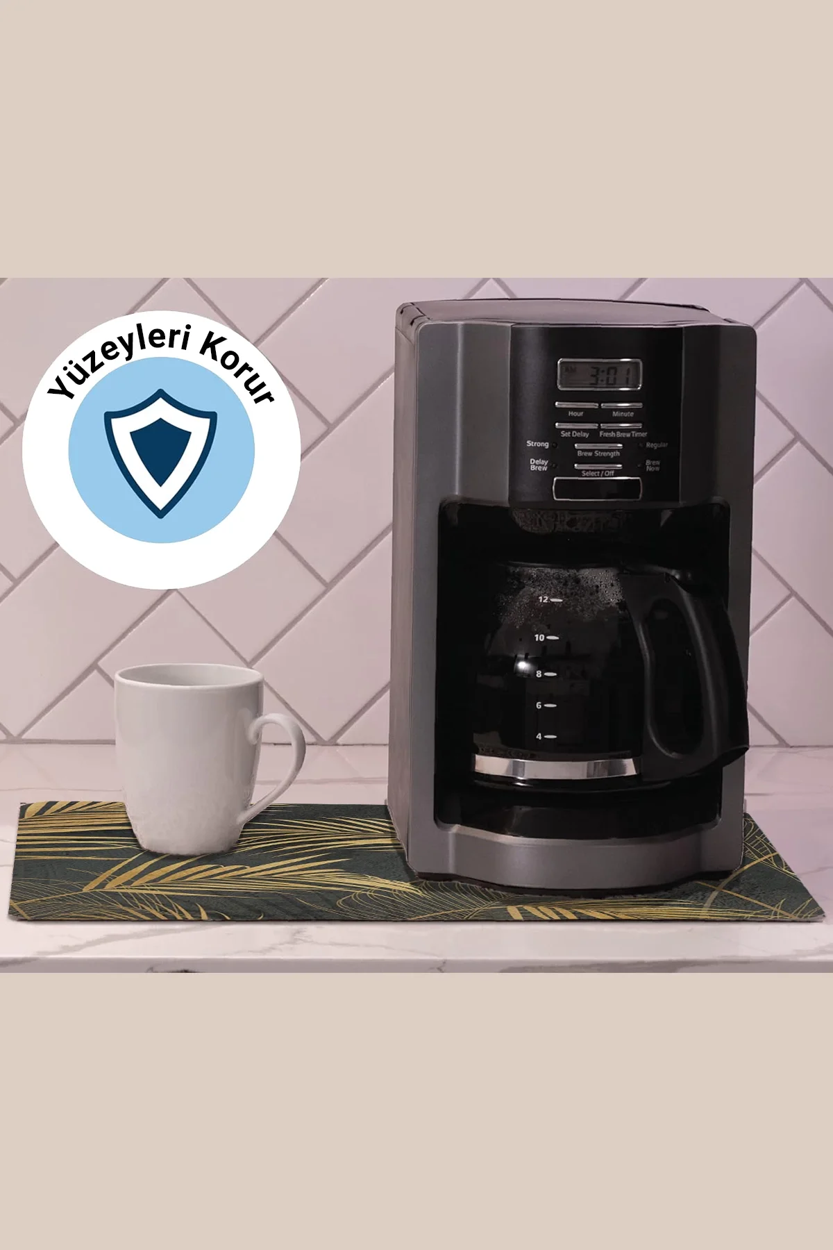 Valerine Life Kahve Makinesi Matı Sıvı Geçirmez Kaymaz Yıkanır Çaycı Çay Espresso Makinesi Pad 35x45cm 27KHD250201