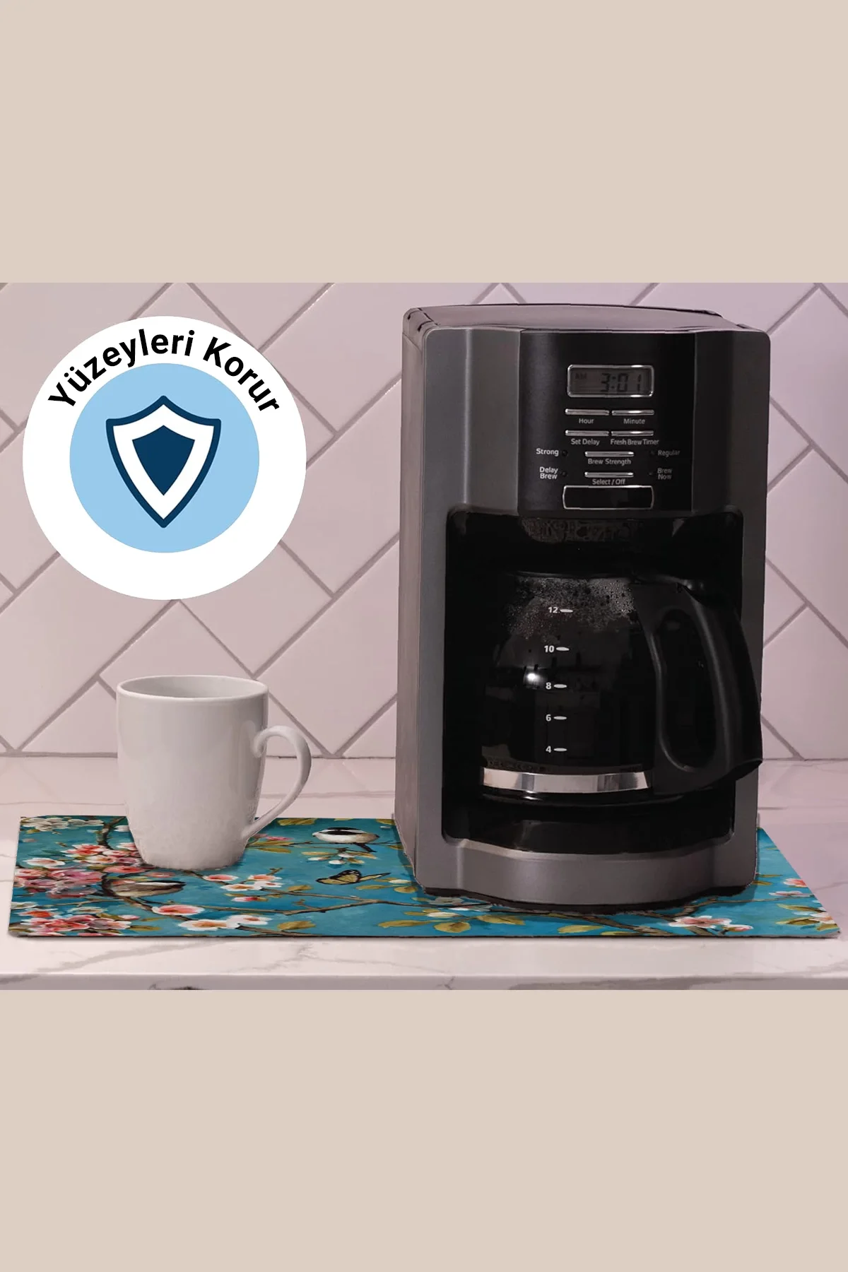 Valerine Life Kahve Makinesi Matı Sıvı Geçirmez Kaymaz Yıkanır Çaycı Çay Espresso Makinesi Pad 35x45cm 27KHD250202