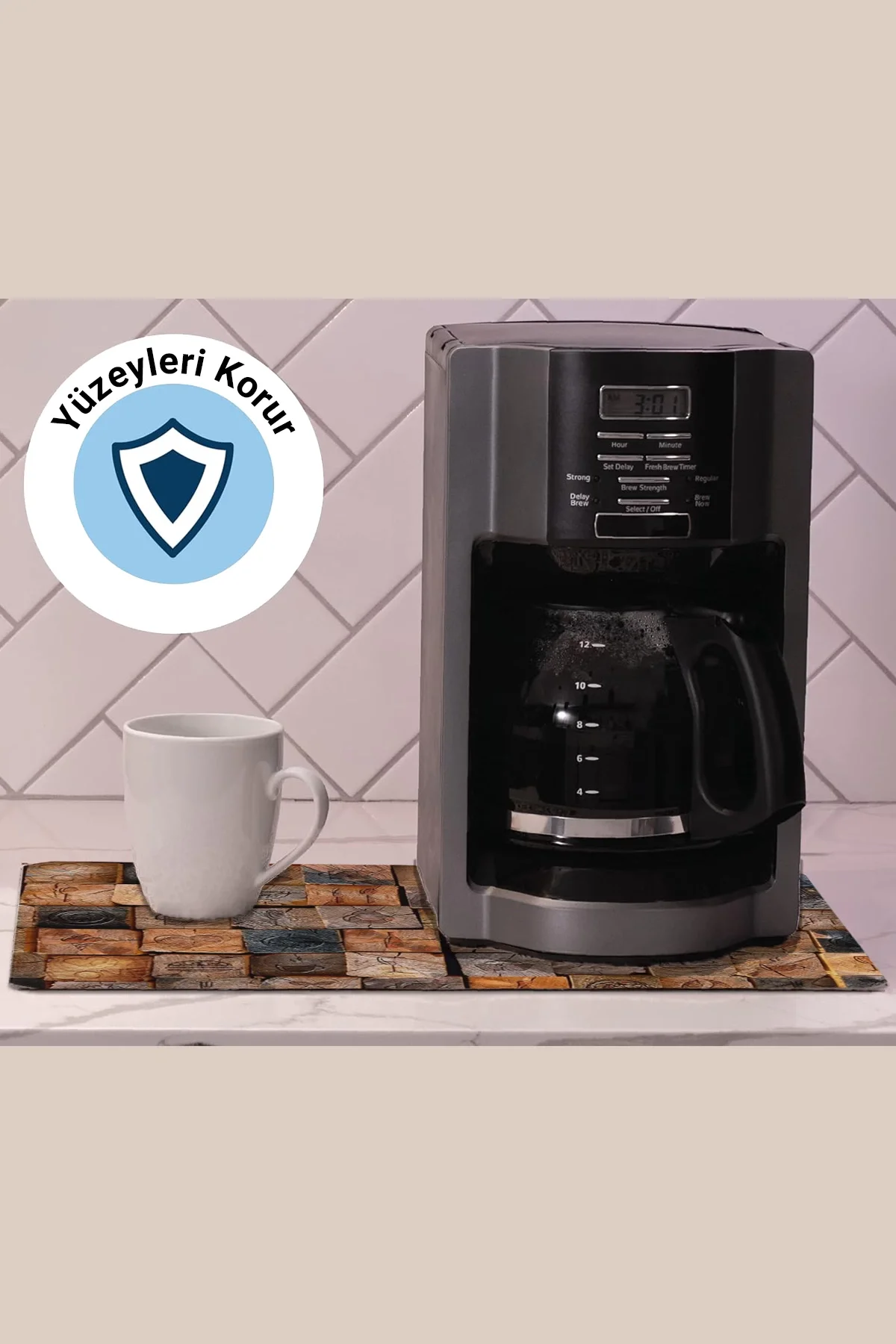 Valerine Life Kahve Makinesi Matı Sıvı Geçirmez Kaymaz Yıkanır Çaycı Çay Espresso Makinesi Pad 35x45cm 27KHD250203