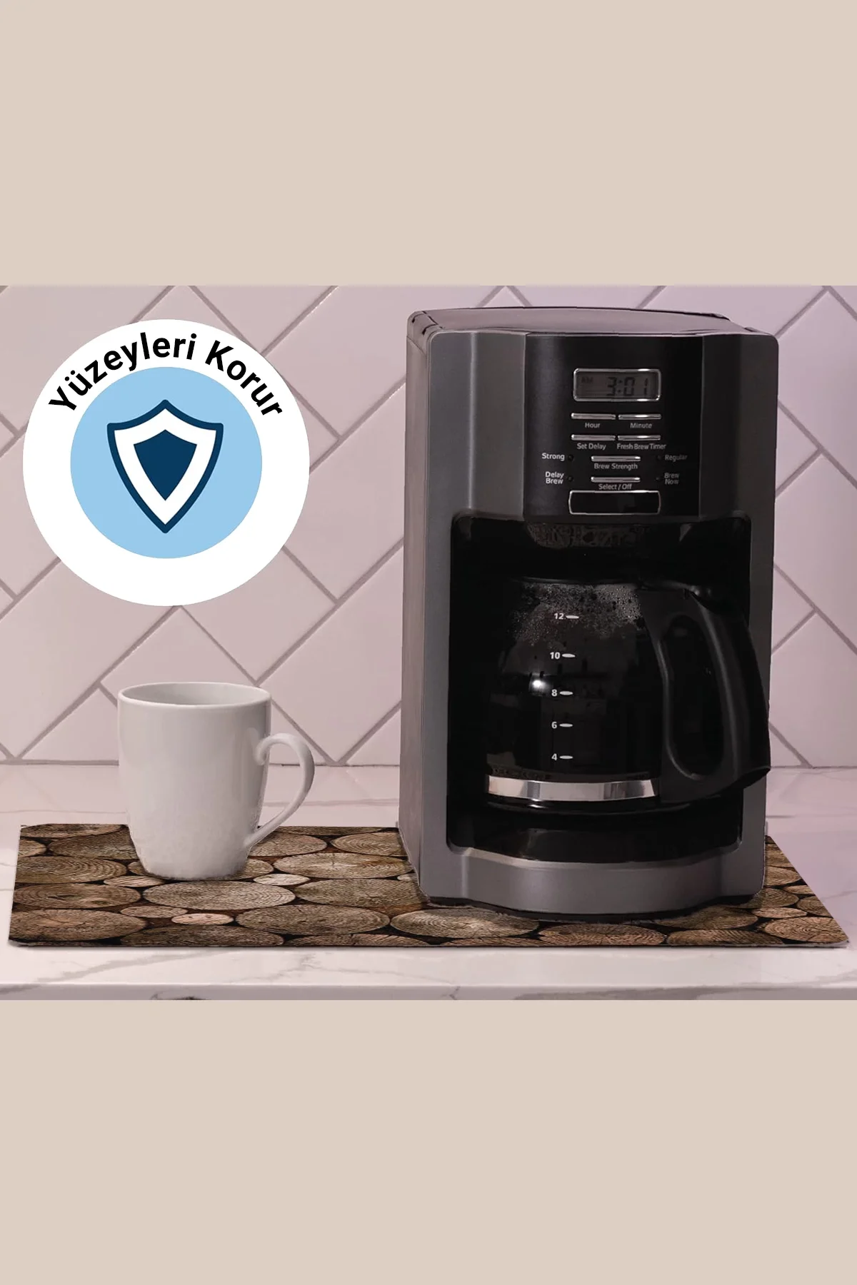 Valerine Life Kahve Makinesi Matı Sıvı Geçirmez Kaymaz Yıkanır Çaycı Çay Espresso Makinesi Pad 35x45cm 27KHD250204