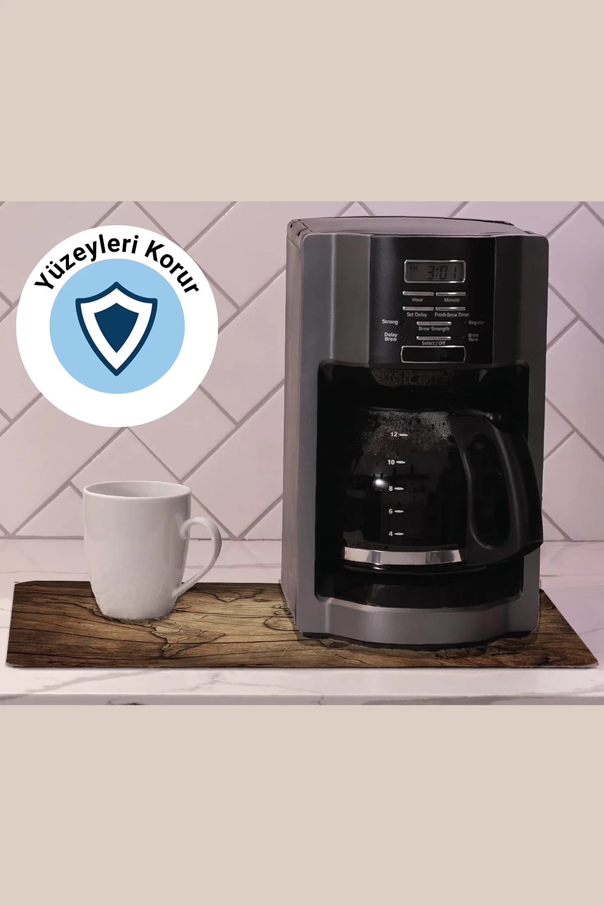 Valerine Life Kahve Makinesi Matı Sıvı Geçirmez Kaymaz Yıkanır Çaycı Çay Espresso Makinesi Pad 35x45cm 27KHD250206