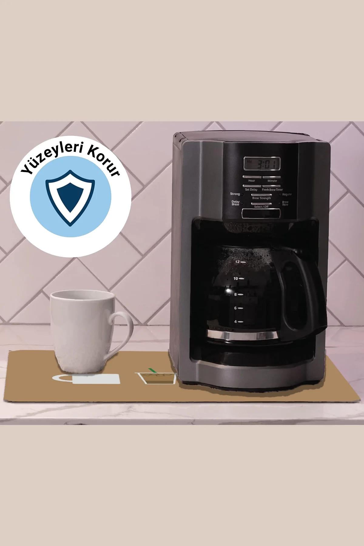 Valerine Life Kahve Makinesi Matı Sıvı Geçirmez Kaymaz Yıkanır Çaycı Çay Espresso Makinesi Pad 35x45cm 27KHD250209