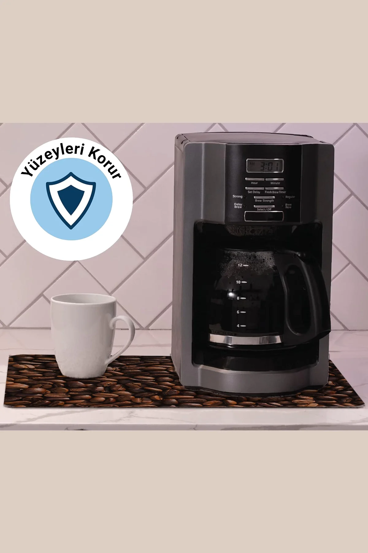 Valerine Life Kahve Makinesi Matı Sıvı Geçirmez Kaymaz Yıkanır Çaycı Çay Espresso Makinesi Pad 35x45cm 27KHD250210