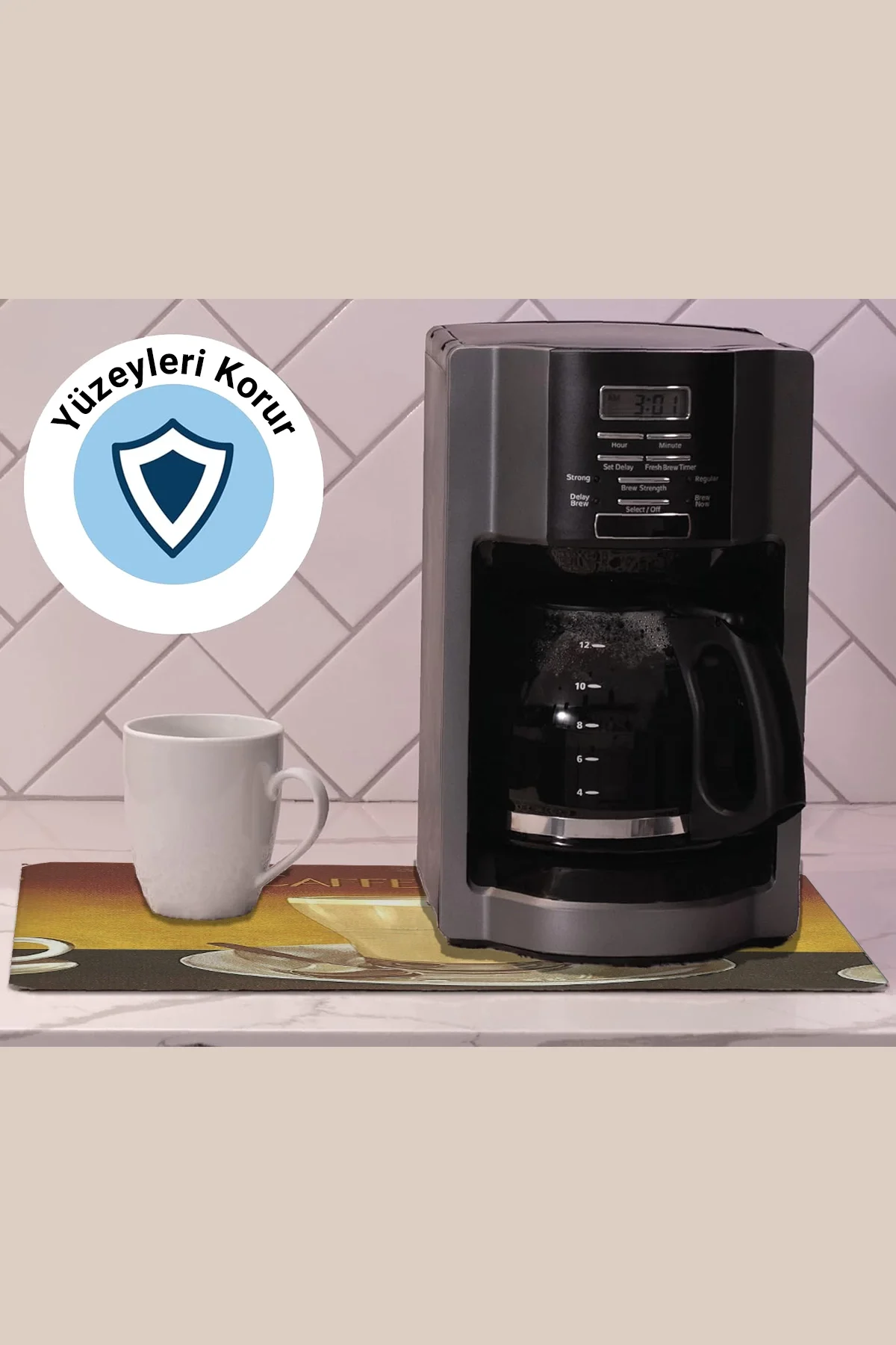 Valerine Life Kahve Makinesi Matı Sıvı Geçirmez Kaymaz Yıkanır Çaycı Çay Espresso Makinesi Pad 35x45cm 27KHD250211