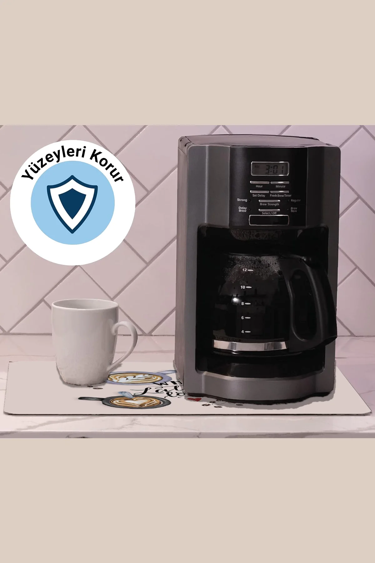 Valerine Life Kahve Makinesi Matı Sıvı Geçirmez Kaymaz Yıkanır Çaycı Çay Espresso Makinesi Pad 35x45cm 27KHD250214