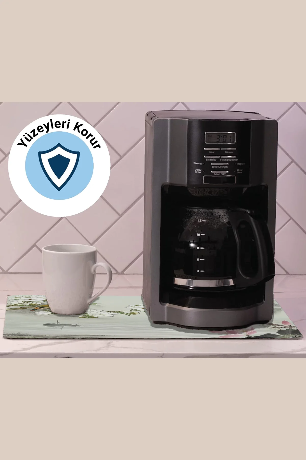 Valerine Life Kahve Makinesi Matı Sıvı Geçirmez Kaymaz Yıkanır Çaycı Çay Espresso Makinesi Pad 35x45cm 27KHD250216