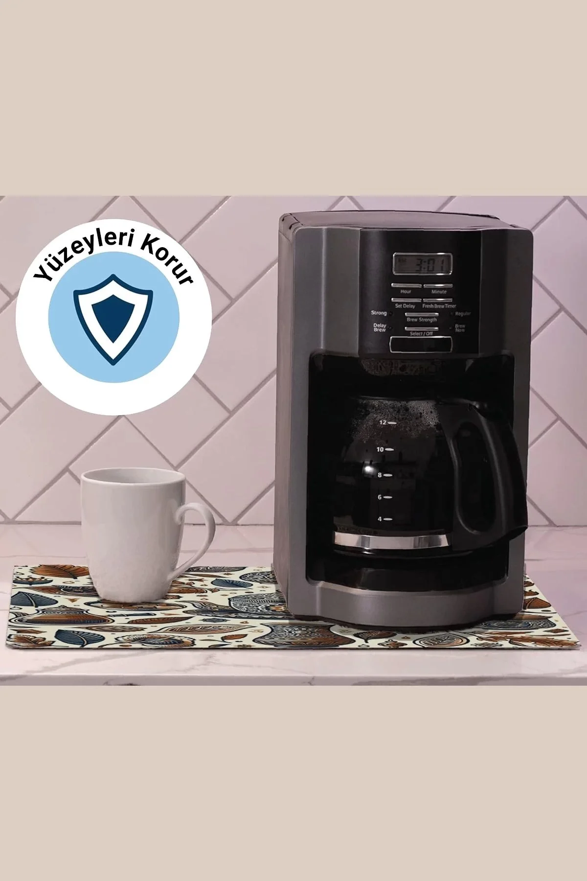 Valerine Life Kahve Makinesi Matı Su Geçirmez Kaymaz Yıkanabilir Çaycı, Çay Espresso Makinesi Pad 35x45cm 27KHD240102