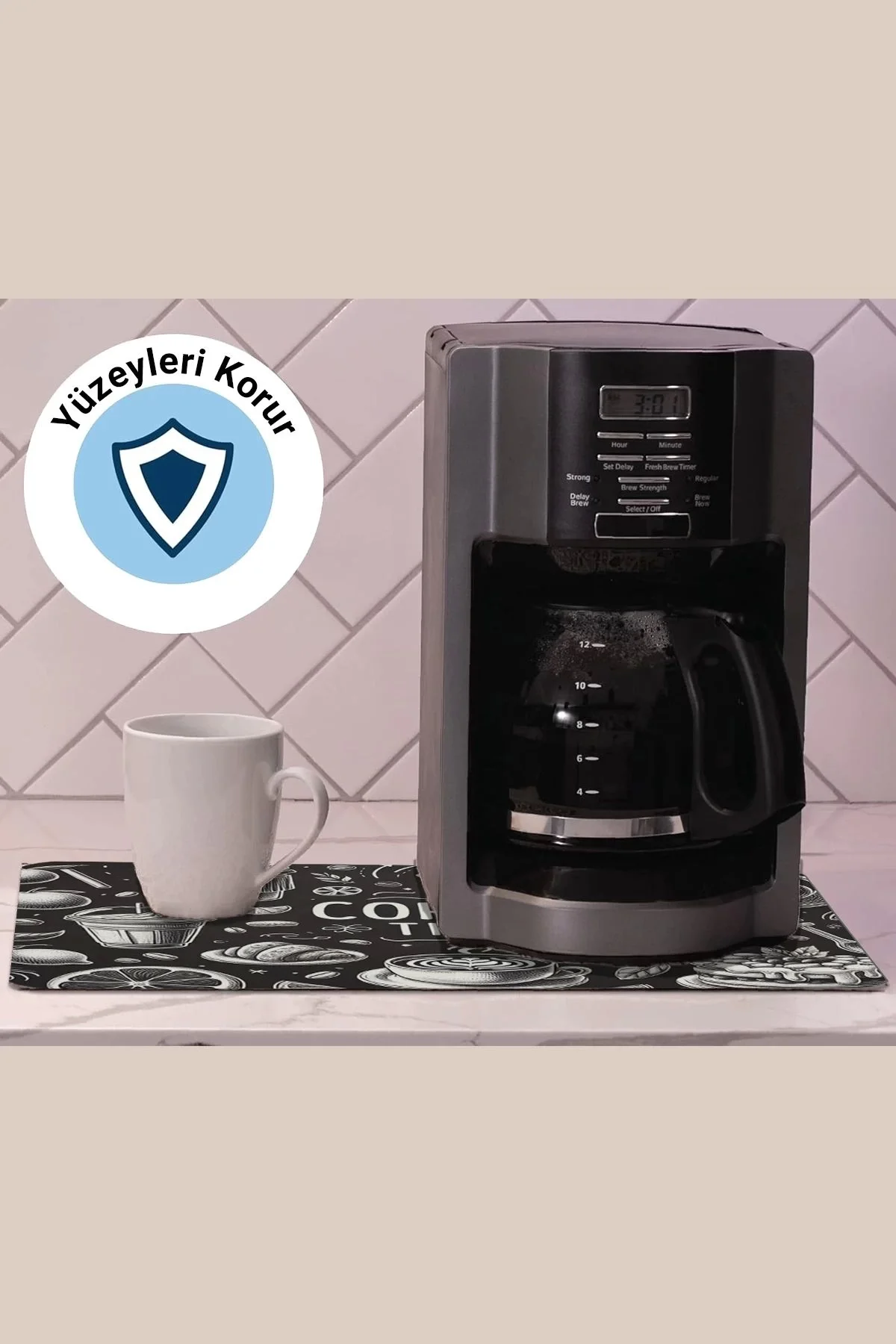 Valerine Life Kahve Makinesi Matı Su Geçirmez Kaymaz Yıkanabilir Çaycı, Çay Espresso Makinesi Pad 35x45cm 27KHD240110