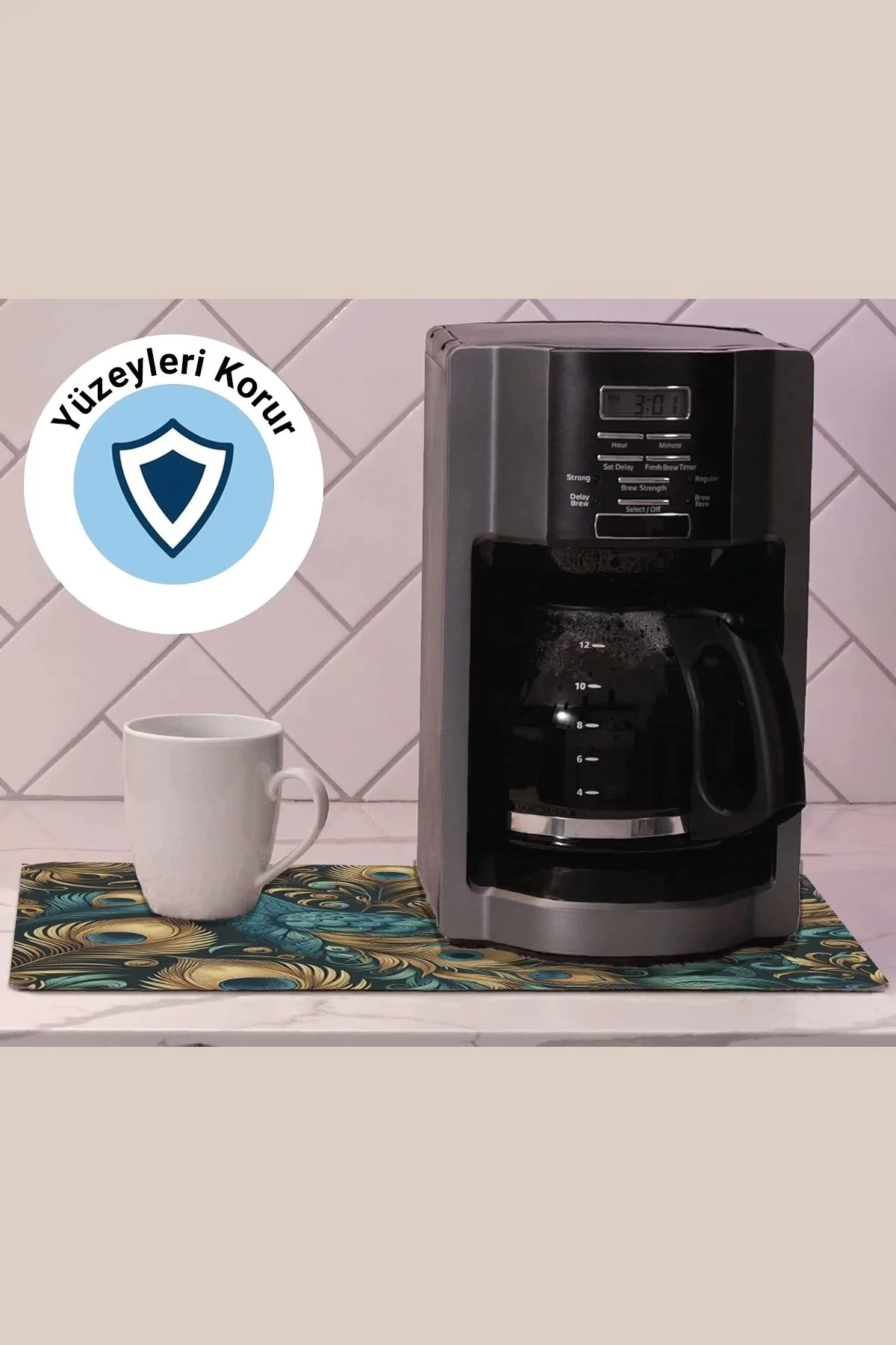 Valerine Life Kahve Makinesi Matı Su Geçirmez Kaymaz Yıkanabilir Çaycı, Çay Espresso Makinesi Pad 35x45cm 27KHD240109