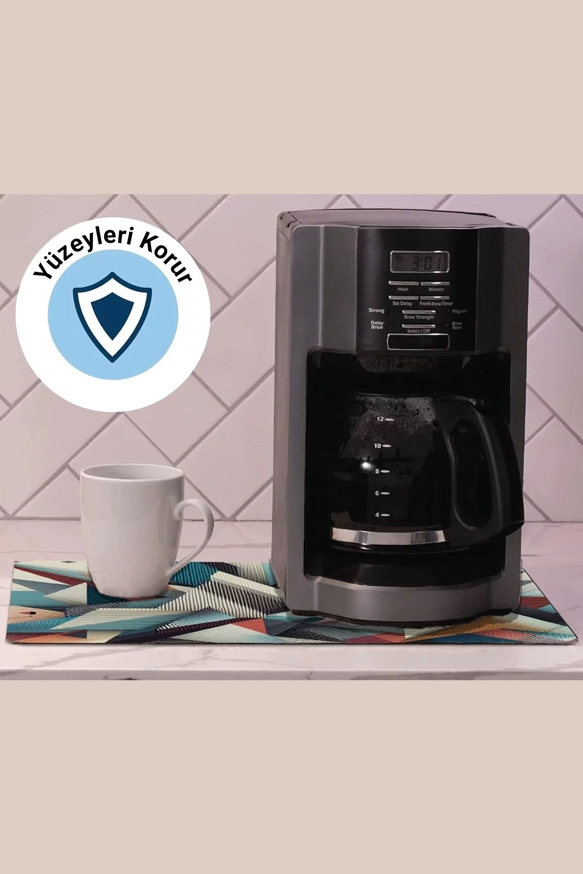 Valerine Life Kahve Makinesi Matı Su Geçirmez Kaymaz Yıkanabilir Çaycı, Çay Espresso Makinesi Pad 35x45cm 27KHD240103