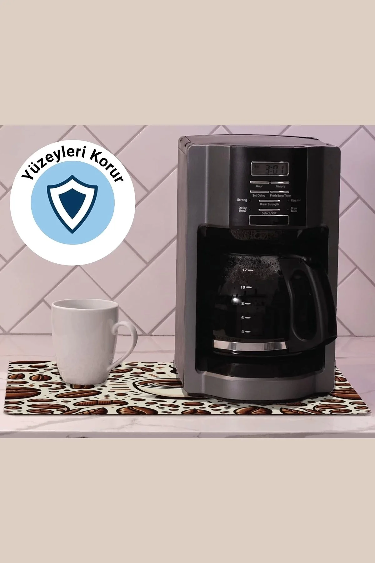 Valerine Life Kahve Makinesi Matı Su Geçirmez Kaymaz Yıkanabilir Çaycı, Çay Espresso Makinesi Pad 35x45cm 27KHD240101