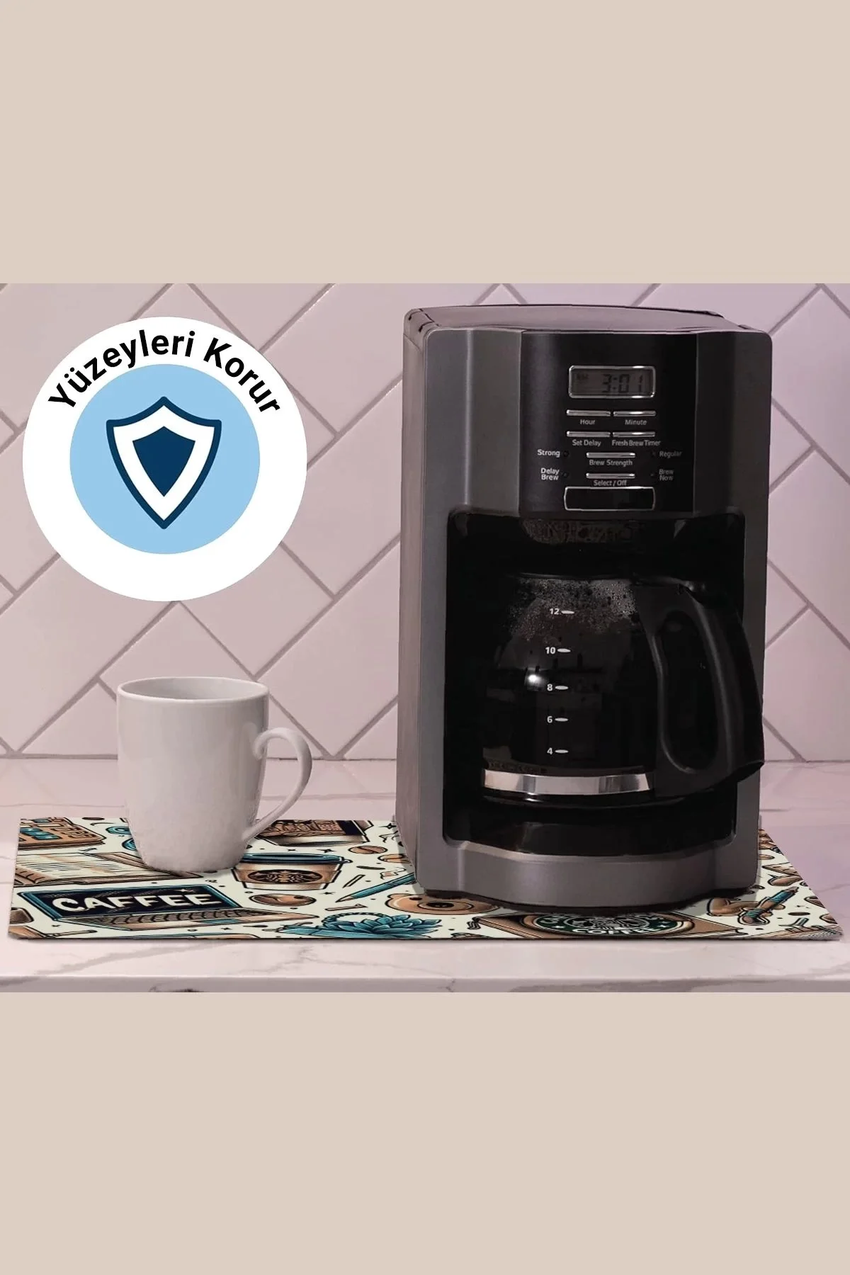 Valerine Life Kahve Makinesi Matı Su Geçirmez Kaymaz Yıkanabilir Çaycı, Çay Espresso Makinesi Pad 35x45cm 27KHD240108