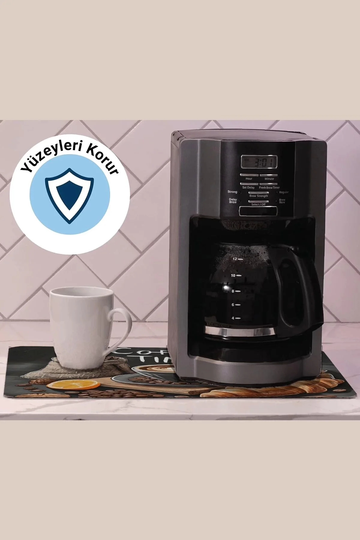 Valerine Life Kahve Makinesi Matı Su Geçirmez Kaymaz Yıkanabilir Çaycı, Çay Espresso Makinesi Pad 35x45cm 27KHD240107