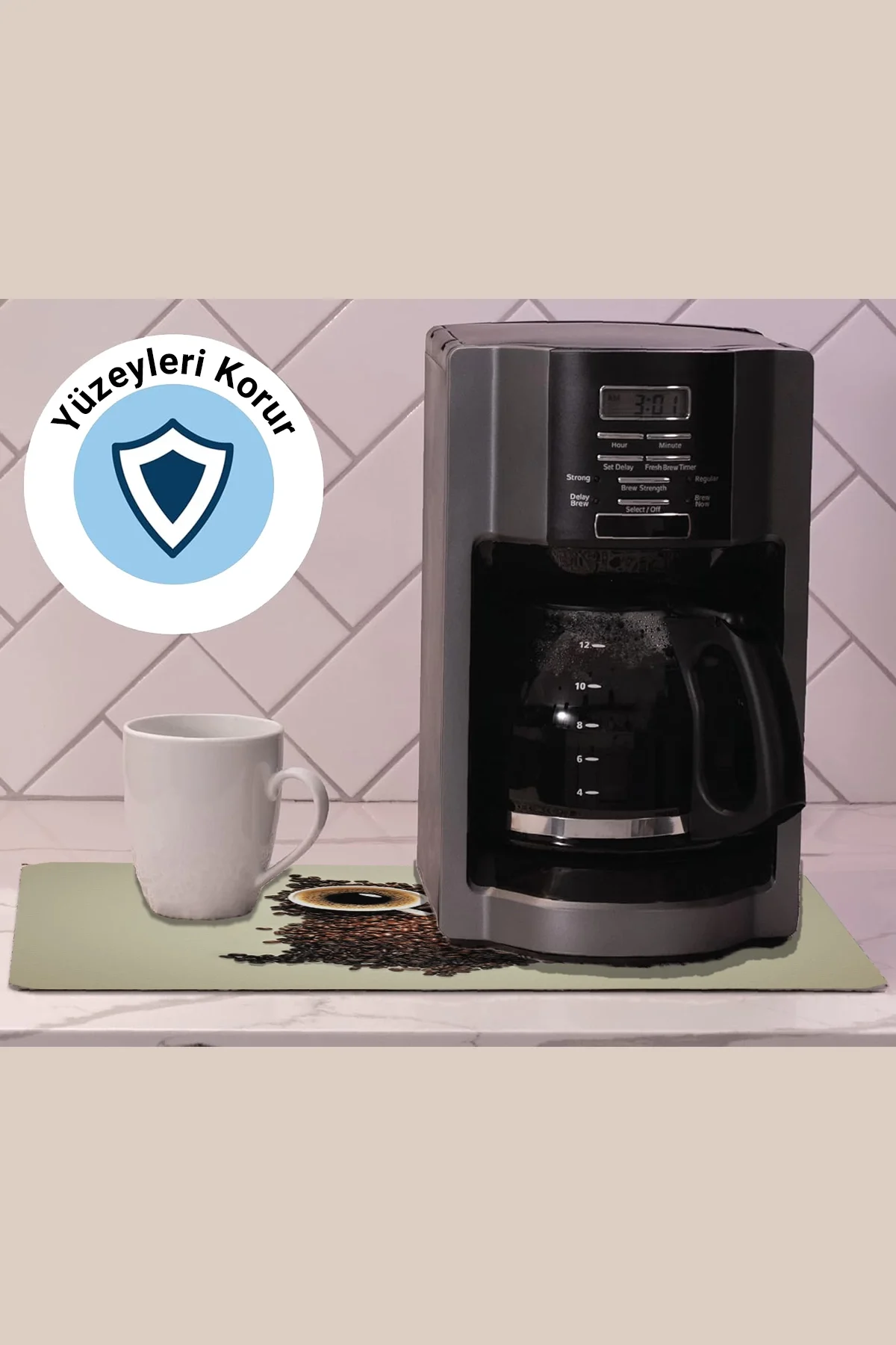 Valerine Life Kahve Makinesi Matı Sıvı Geçirmez Kaymaz Yıkanır Çaycı Çay Espresso Makinesi Pad 35x45cm 27KHD241226