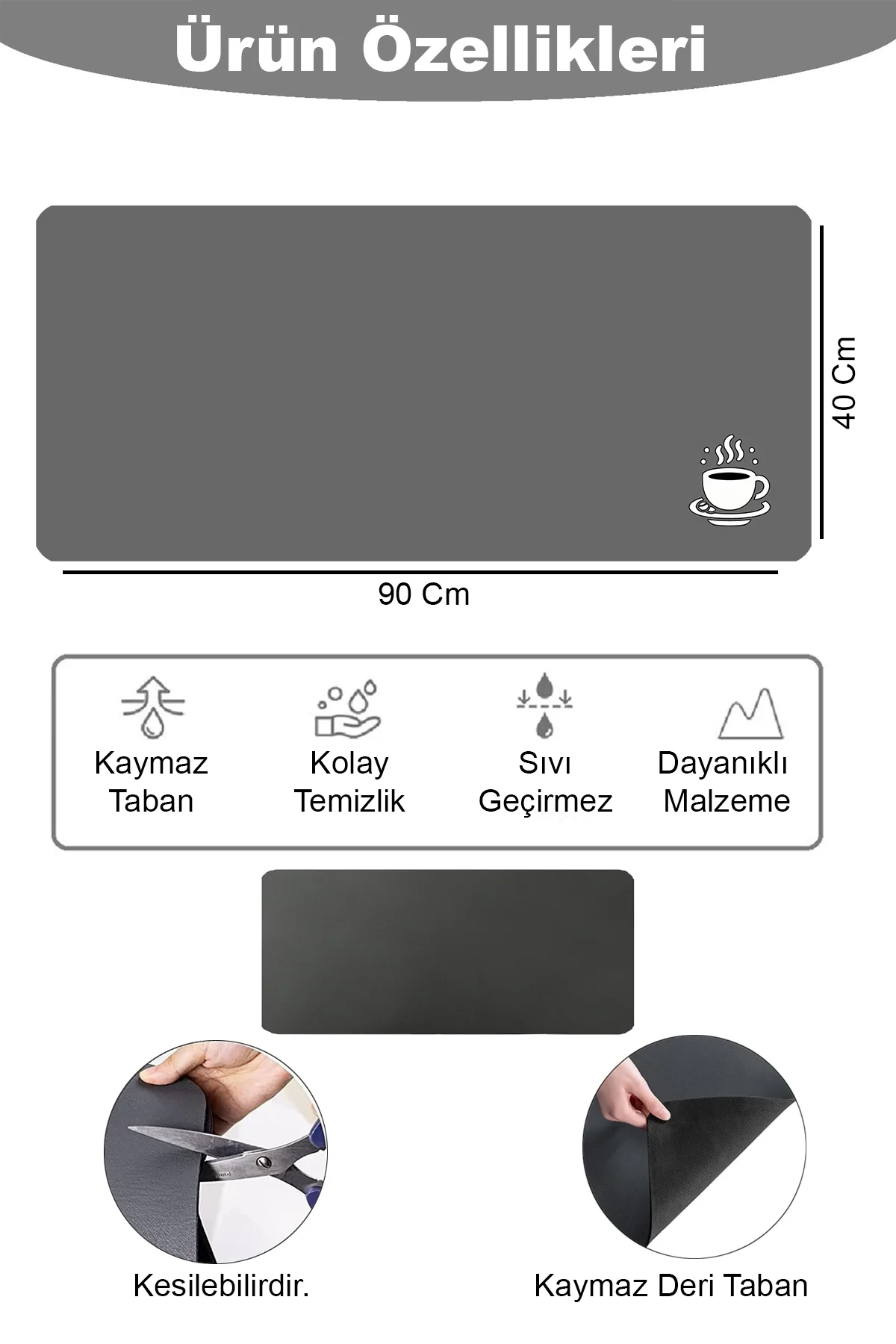 Valerine Life Barista Matı Sıvı Geçirmez Büyük Boy XXL Kahve Barı Espresso Kahve Makinesi Pad 40x90cm 27241219