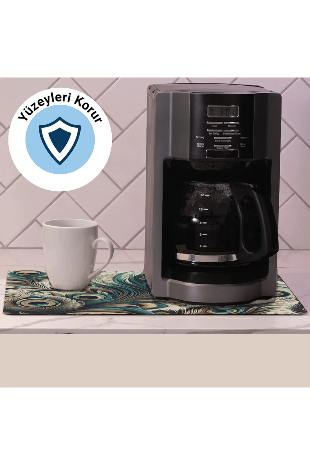 Valerine Life Kahve Makinesi Matı Su Geçirmez Kaymaz Yıkanabilir Çaycı, Çay Espresso Makinesi Pad 35x45cm 27KHD240112